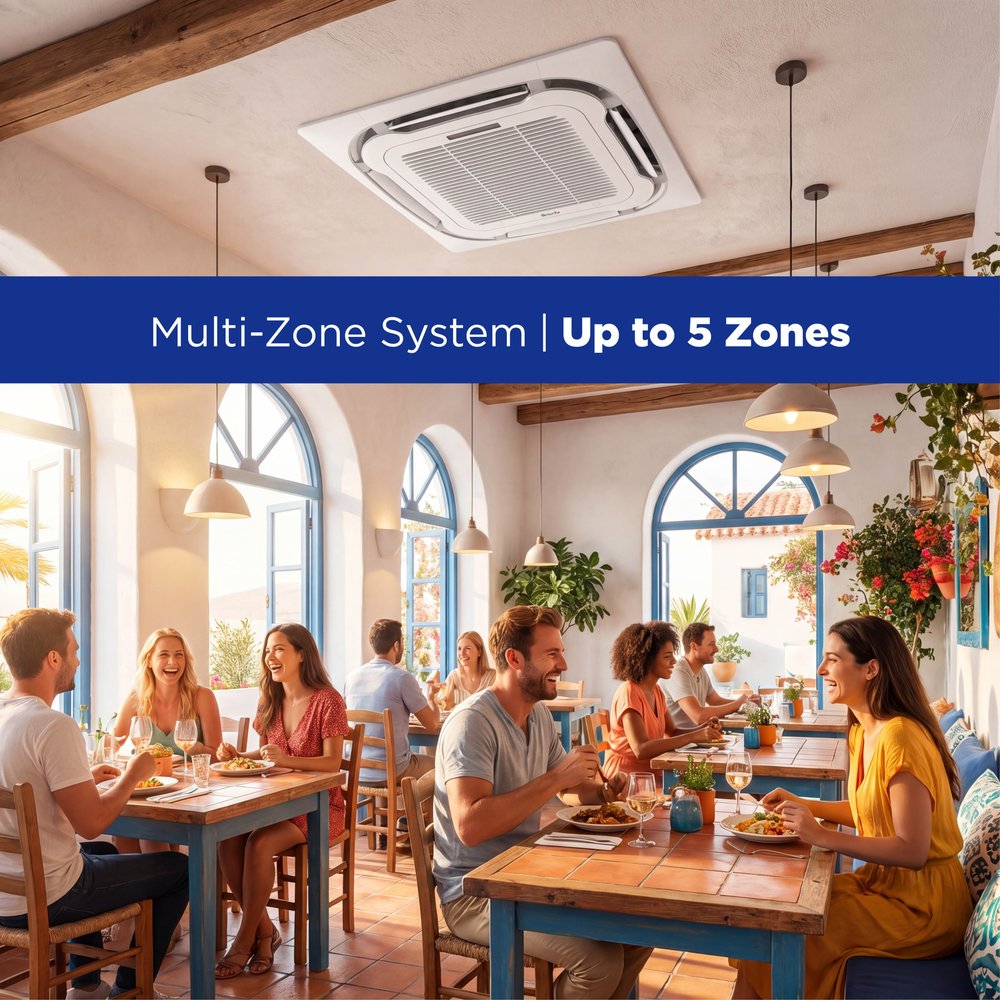4 zone 42,000 BTU BRAVO Ductless Mini Split AC Ceiling Cassette 9k+9k+12k+18k 7
