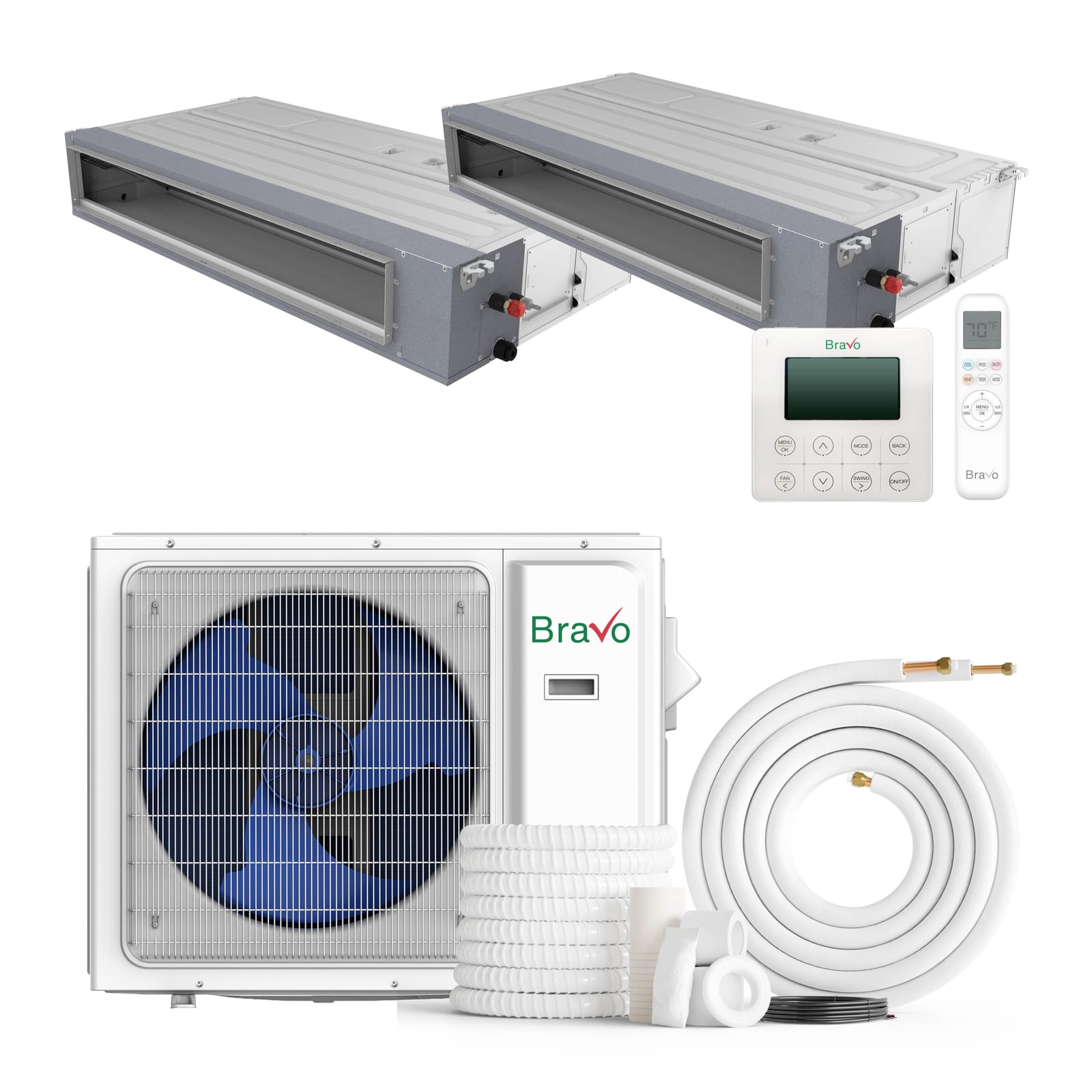 Bravo Pisa 18,000 BTU Single Zone Concealed Duct, 230V, R32 - Ductless Mini Split Heat Pump