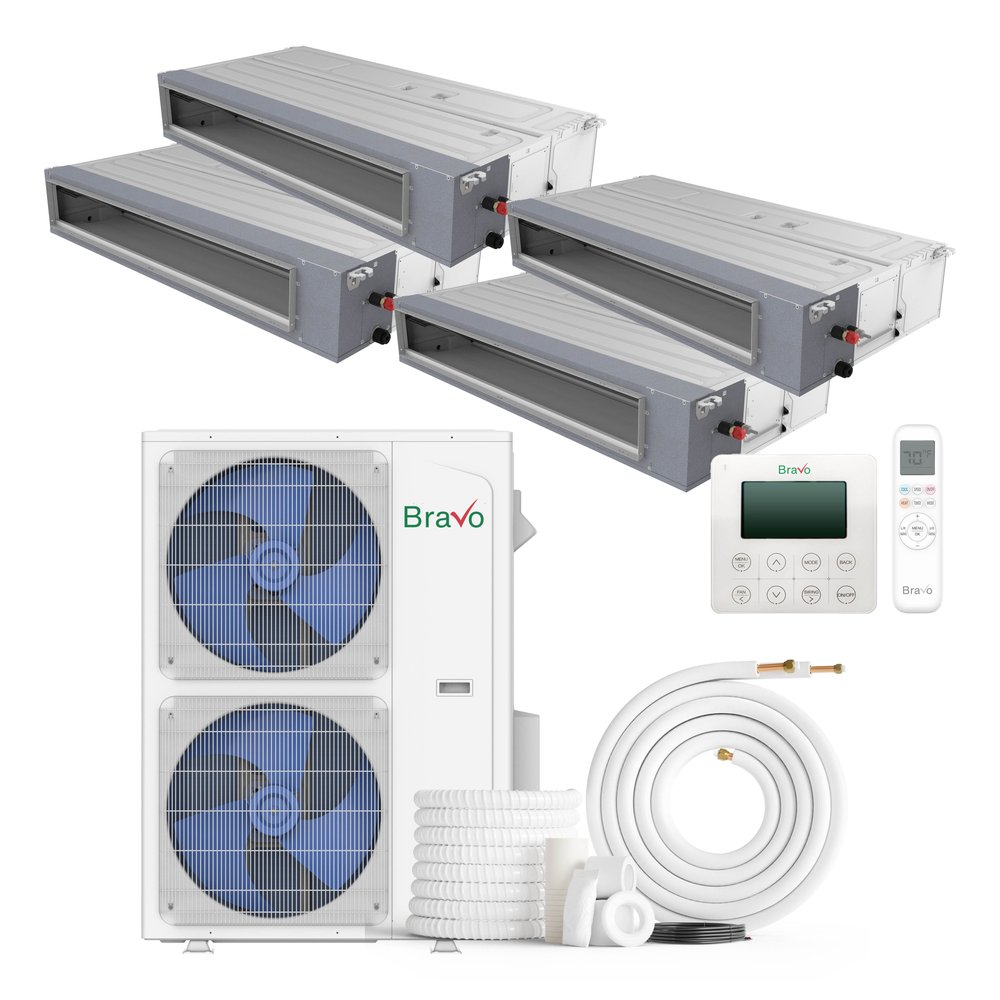 Bravo 42,000 BTU 4-Zone 12k+12k+12k+24k Concealed Duct, 230V, R32 - Ducted Mini Split Air Conditioner Heat Pump 1
