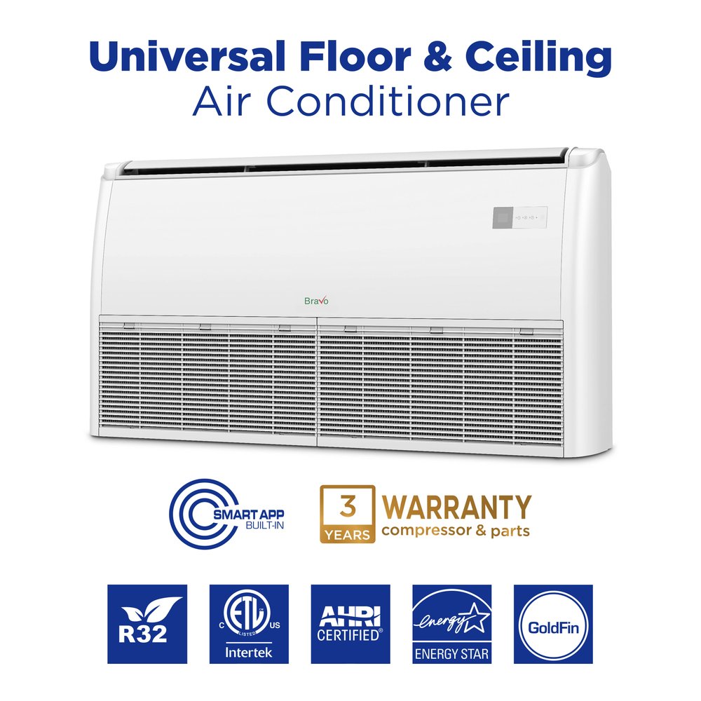 Bravo Milano 9,000 BTU Indoor Universal Floor/Ceiling, 230V, R32 - Ductless Mini Split Air Conditioner Heat Pump 2