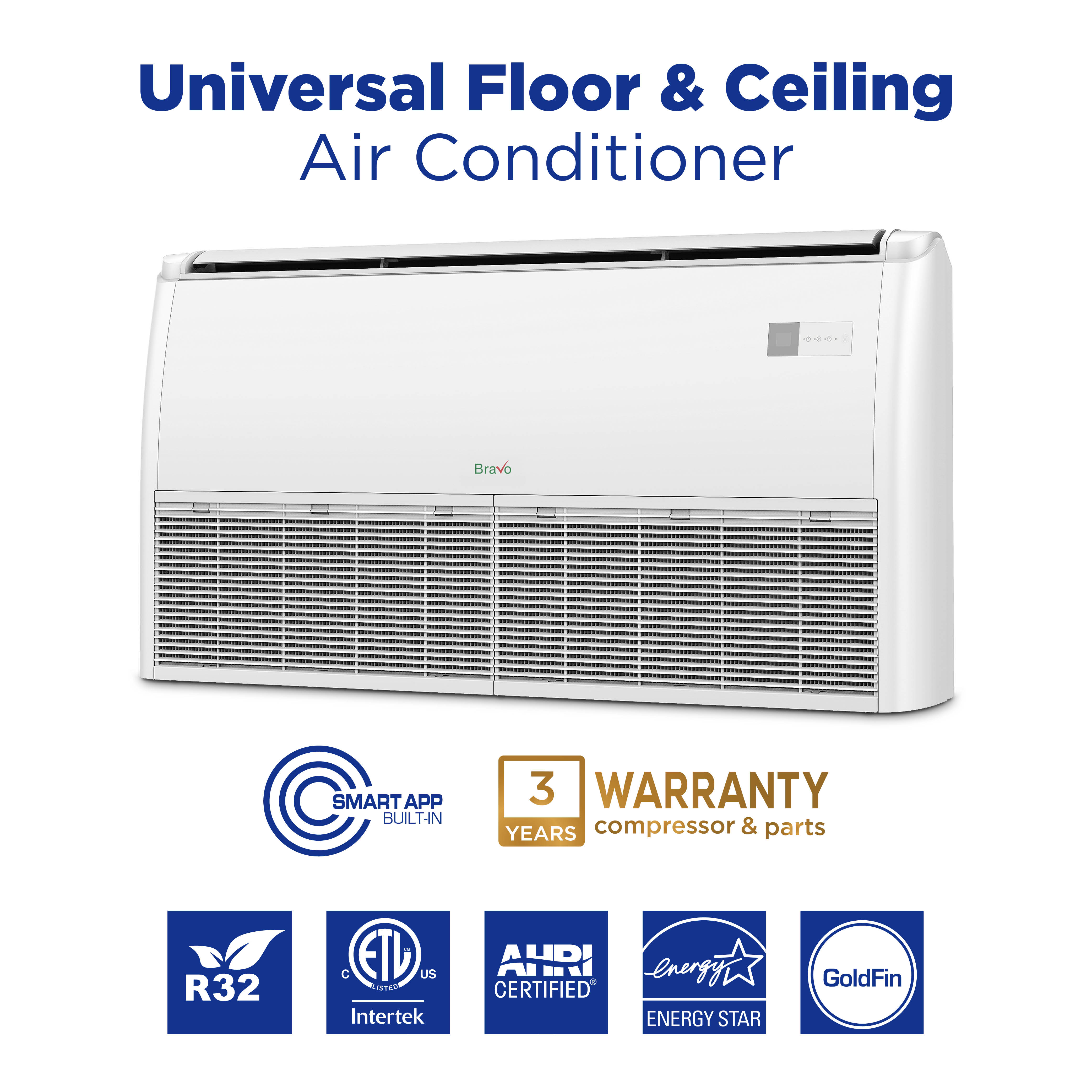 Bravo 42,000 BTU 3-Zone 9k+9k+18k Universal Floor & Ceiling Console, 230V, R32 - Non-Ducted Mini Split Air Conditioner Heat Pump 2