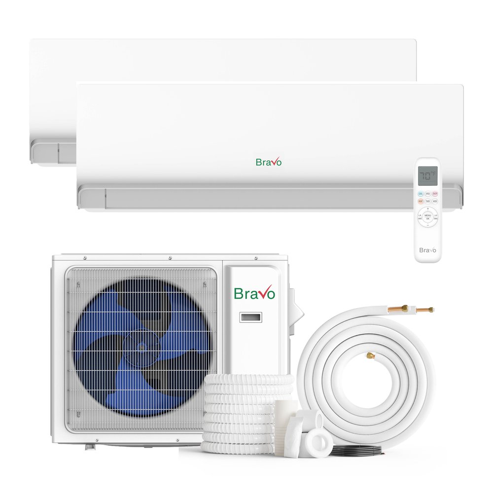 Bravo 36,000 BTU 2-Zone 7k+24k Wall Mount, 230V, R32 - Ductless Mini Split Air Conditioner Heat Pump 1
