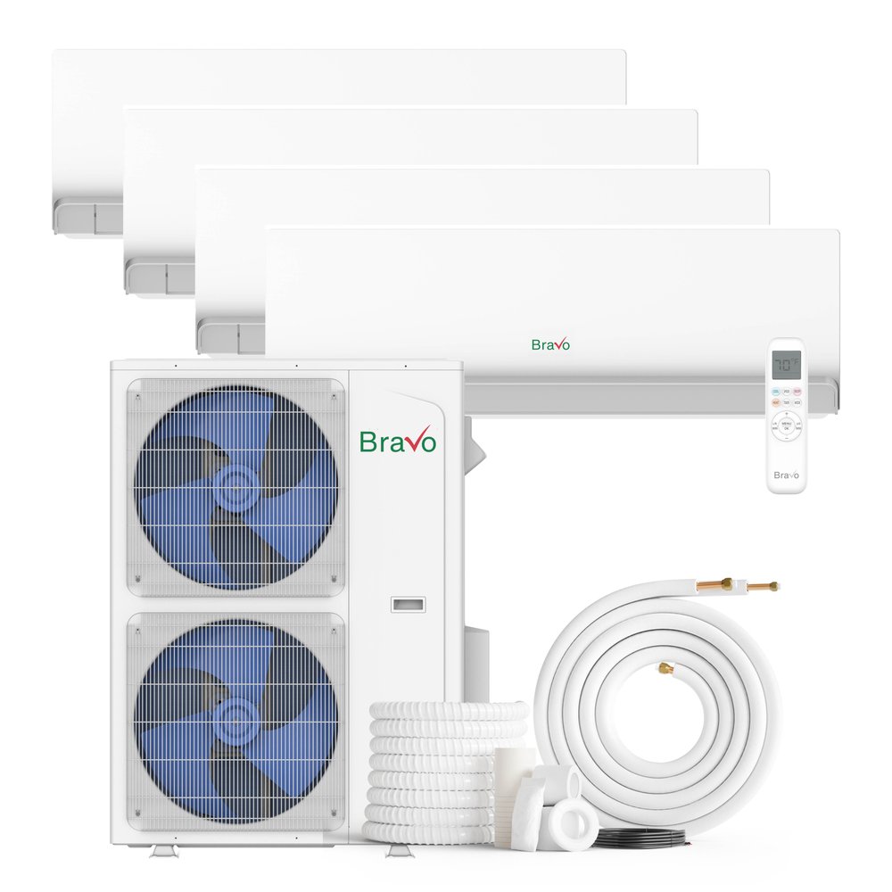 Bravo 42,000 BTU 4-Zone 7k+7k+12k+18k Wall Mount, 230V, R32 - Ductless Mini Split Air Conditioner Heat Pump