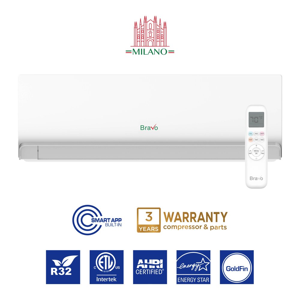 Bravo 42,000 BTU 5-Zone 7k+7k+7k+12k+24k Wall Mount, 230V, R32 - Ductless Mini Split Air Conditioner Heat Pump 2
