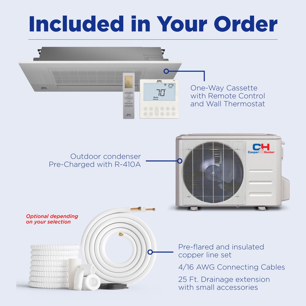 Cooper & Hunter 6,000 BTU Indoor One-Way Cassette, 230V, R410A - Ductless Mini Split Air Conditioner Heat Pump 9
