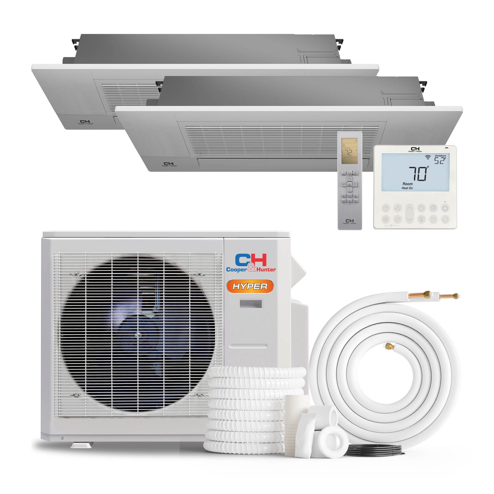 Cooper & Hunter Hyper 28,000 BTU 2-Zone 9K+18K One-Way Cassette, 230V, R454B - Ductless Mini Split Air Conditioner Heat Pump 8