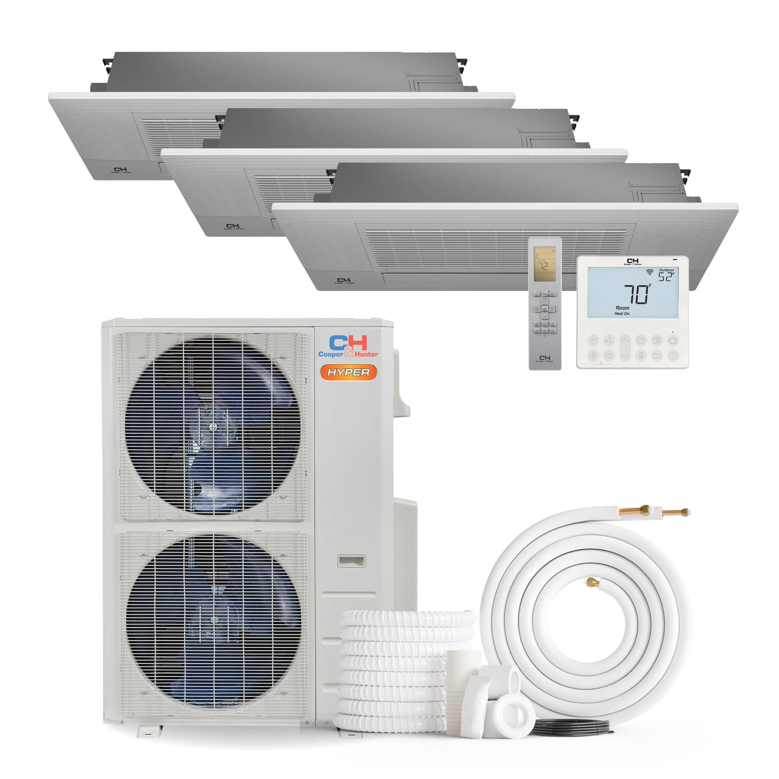 Cooper & Hunter Hyper 36,000 BTU 3-Zone 9K+18K+18K One-Way Cassette, 230V, R454B - Ductless Mini Split Air Conditioner Heat Pump