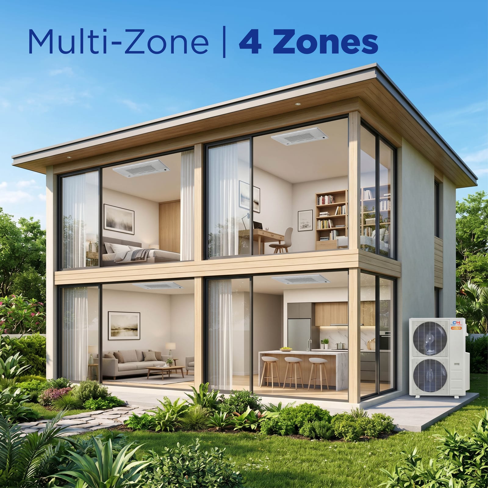 Cooper & Hunter Hyper 48,000 BTU 4-Zone 12K+12K+12K+18K One-Way Cassette, 230V, R454B - Ductless Mini Split Air Conditioner Heat Pump 10