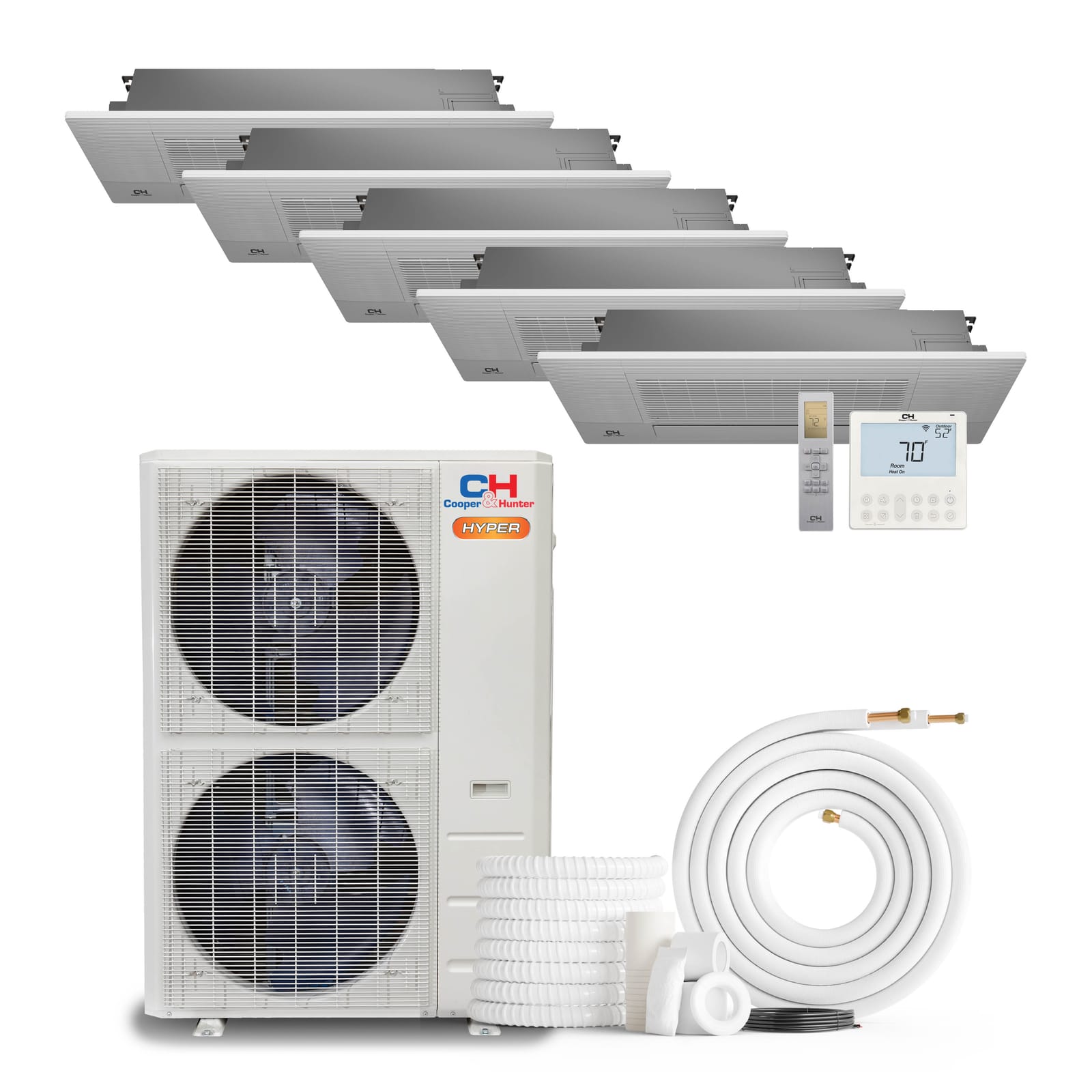 Cooper & Hunter Hyper 48,000 BTU 5-Zone 6K+6K+6K+6K+6K One-Way Cassette, 230V, R454B - Ductless Mini Split Air Conditioner Heat Pump