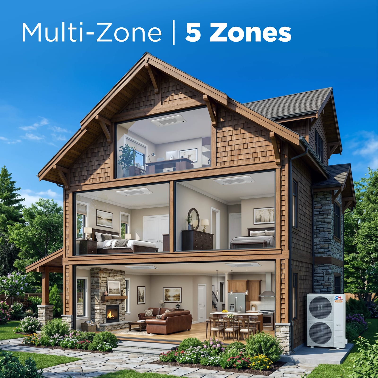 Cooper & Hunter Hyper 36,000 BTU 5-Zone 6K+9K+9K+9K+18K One-Way Cassette, 230V, R454B - Ductless Mini Split Air Conditioner Heat Pump 10