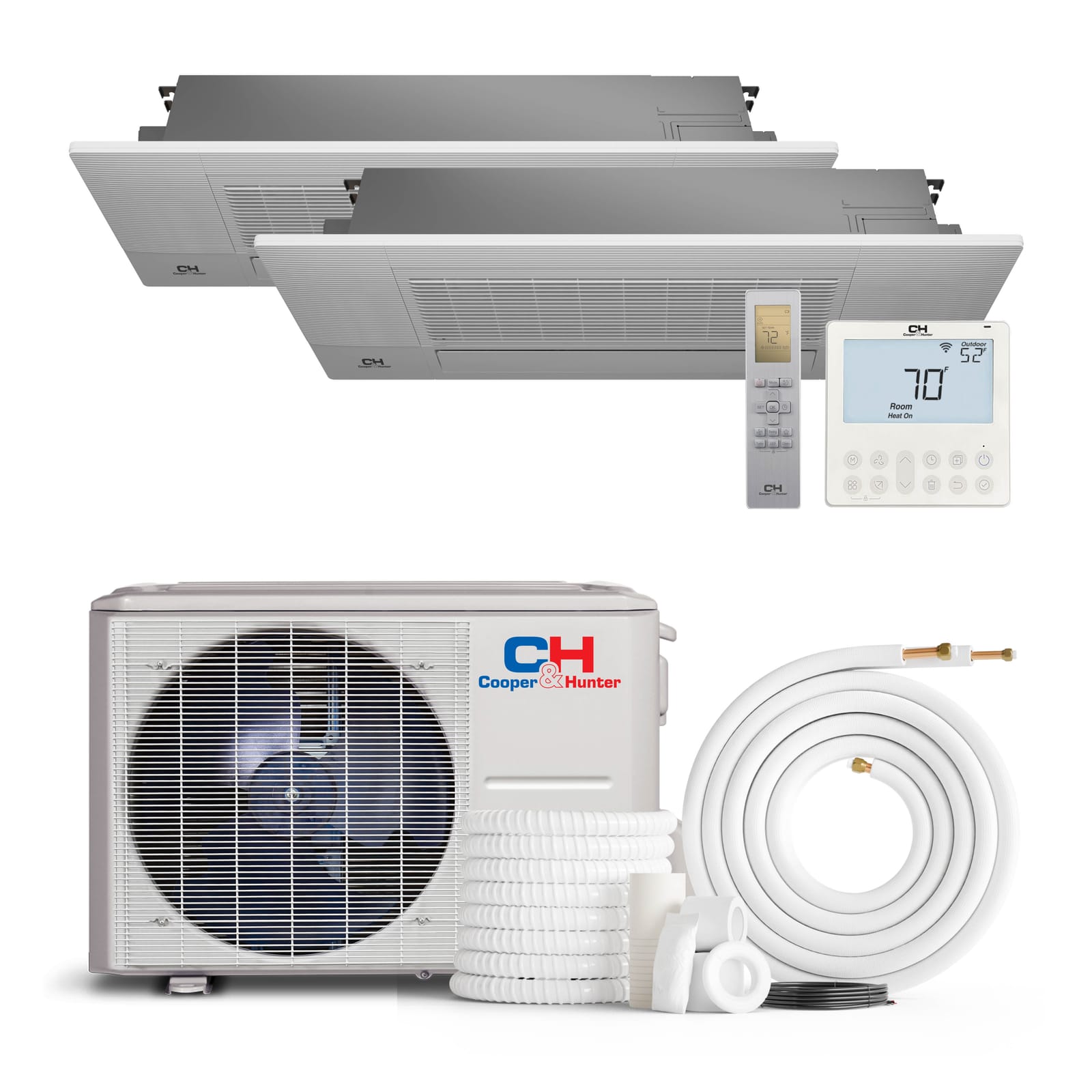 Cooper & Hunter 18,000 BTU 2-Zone 6K+18K One-Way Cassette, 230V, R454B - Ductless Mini Split Air Conditioner Heat Pump