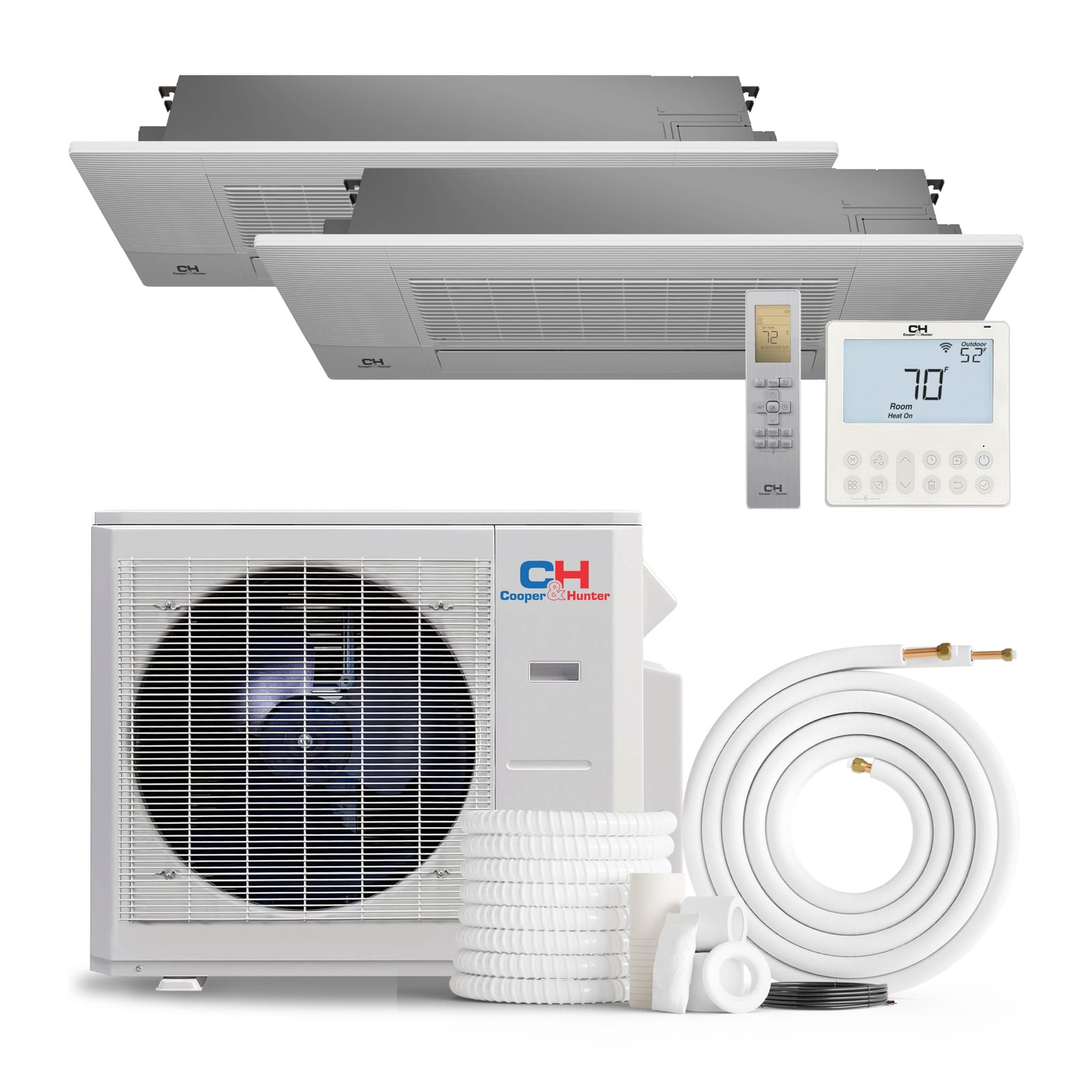 Cooper & Hunter 36,000 BTU 2-Zone 6K+18K One-Way Cassette, 230V, R454B - Ductless Mini Split Air Conditioner Heat Pump