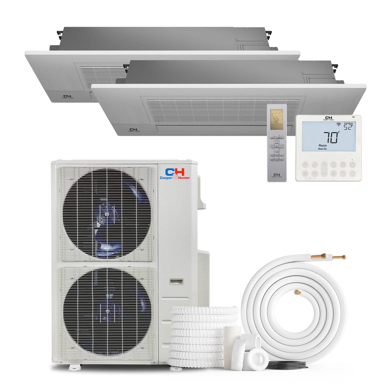 Cooper & Hunter 48,000 BTU 2-Zone 6K+18K One-Way Cassette, 230V, R454B - Ductless Mini Split Air Conditioner Heat Pump