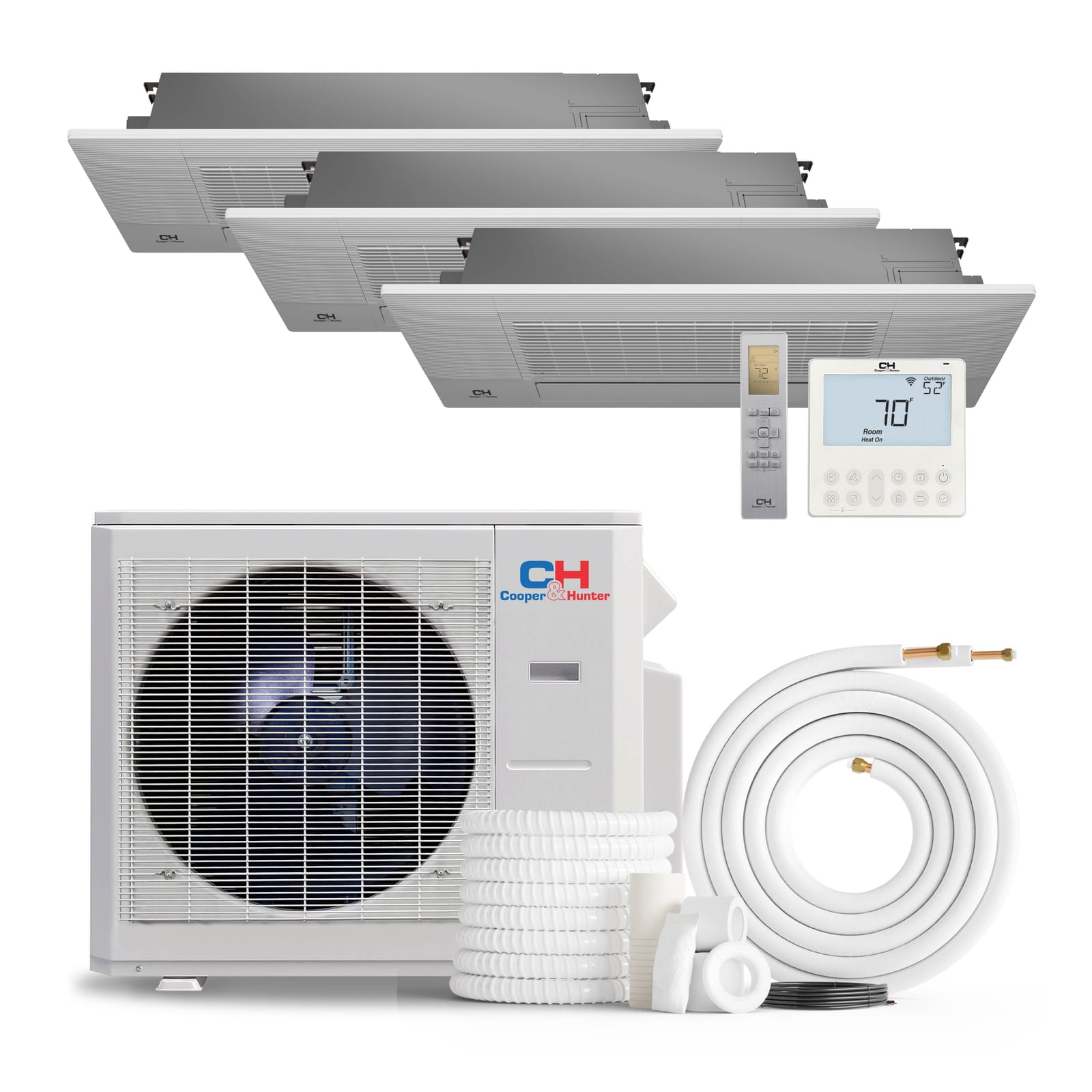 Cooper & Hunter 36,000 BTU 3-Zone 9K+18K+18K One-Way Cassette, 230V, R454B - Ductless Mini Split Air Conditioner Heat Pump