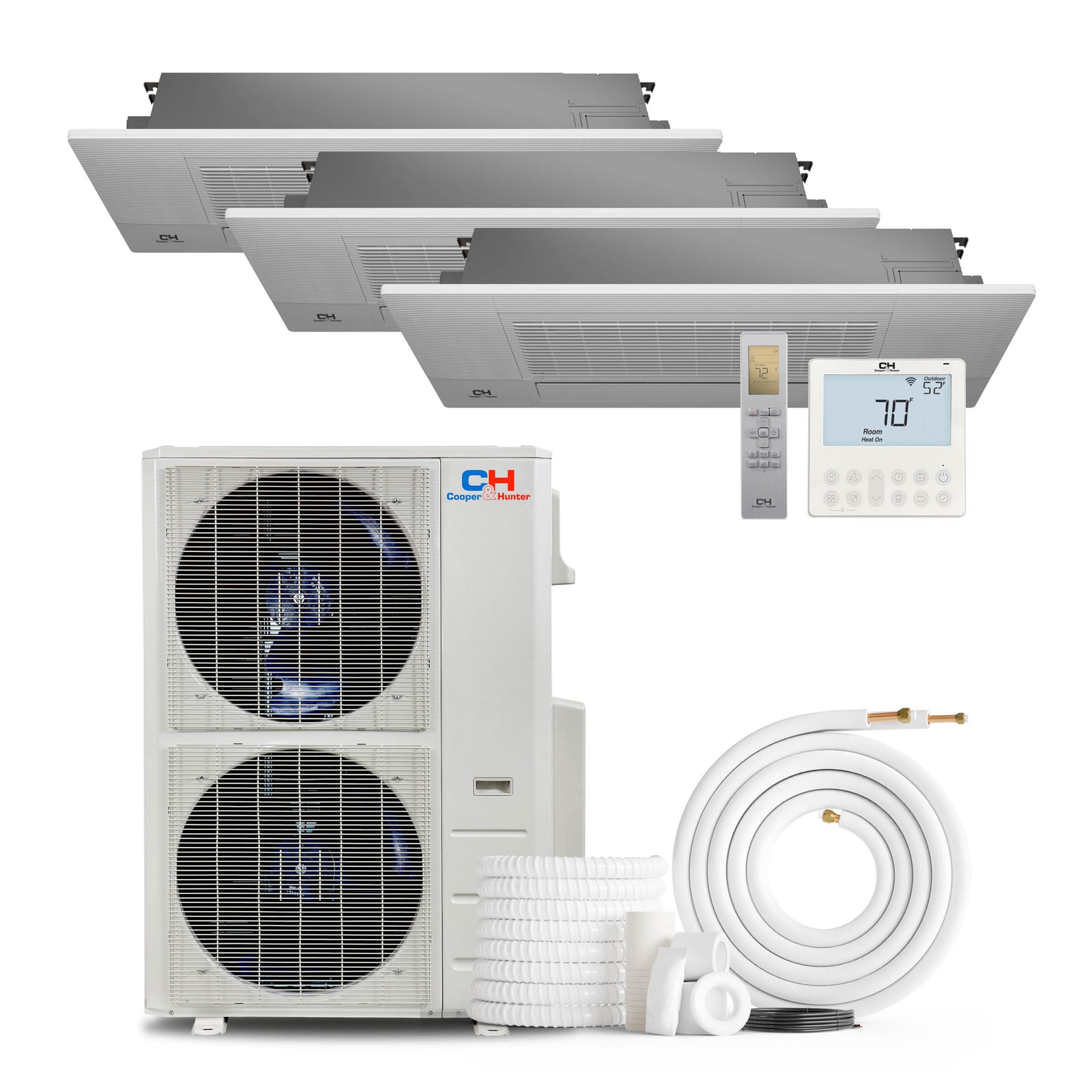 Cooper & Hunter 60,000 BTU 3-Zone 6K+6K+18K One-Way Cassette, 230V, R454B - Ductless Mini Split Air Conditioner Heat Pump 1