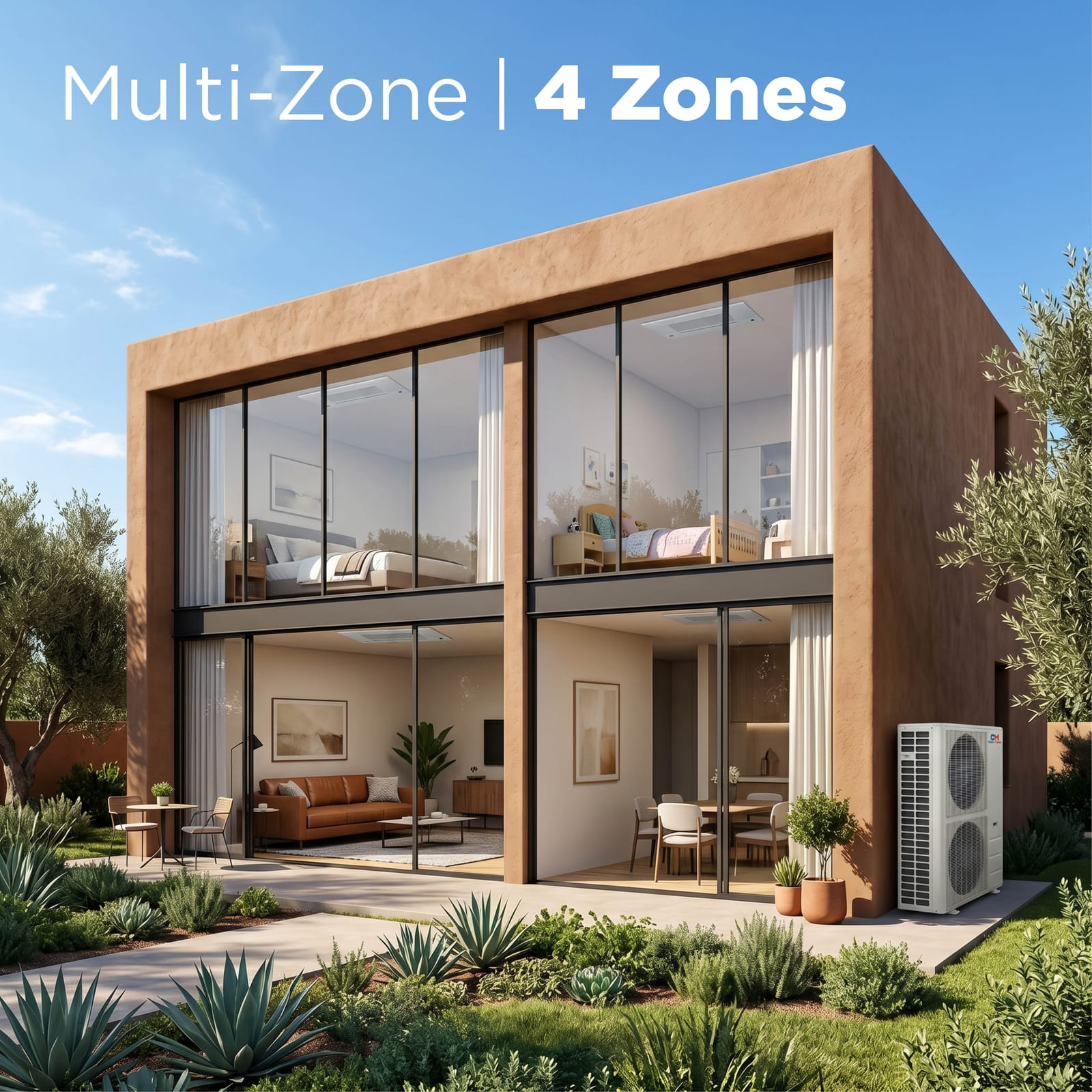 Cooper & Hunter 48,000 BTU 4-Zone 9K+9K+9K+12K One-Way Cassette, 230V, R454B - Ductless Mini Split Air Conditioner Heat Pump 10