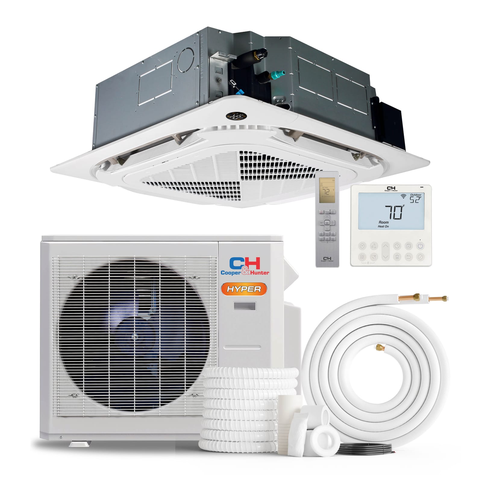 Cooper & Hunter Hyper Heat 24,000 BTU Single Zone Ceiling Cassette, 230V, R454B - Ductless Mini Split Air Conditioner Heat Pump 1