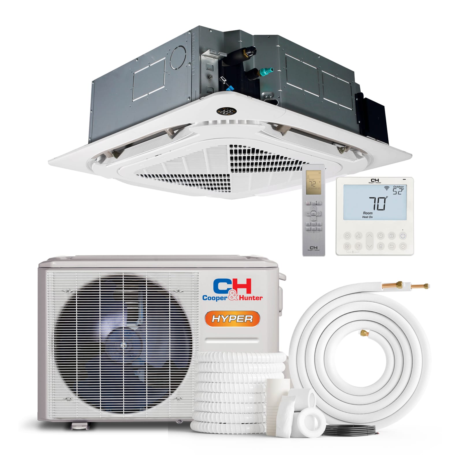 Cooper & Hunter Hyper Heat 9,000 BTU Single Zone Ceiling Cassette, 230V, R454B - Ductless Mini Split Air Conditioner Heat Pump
