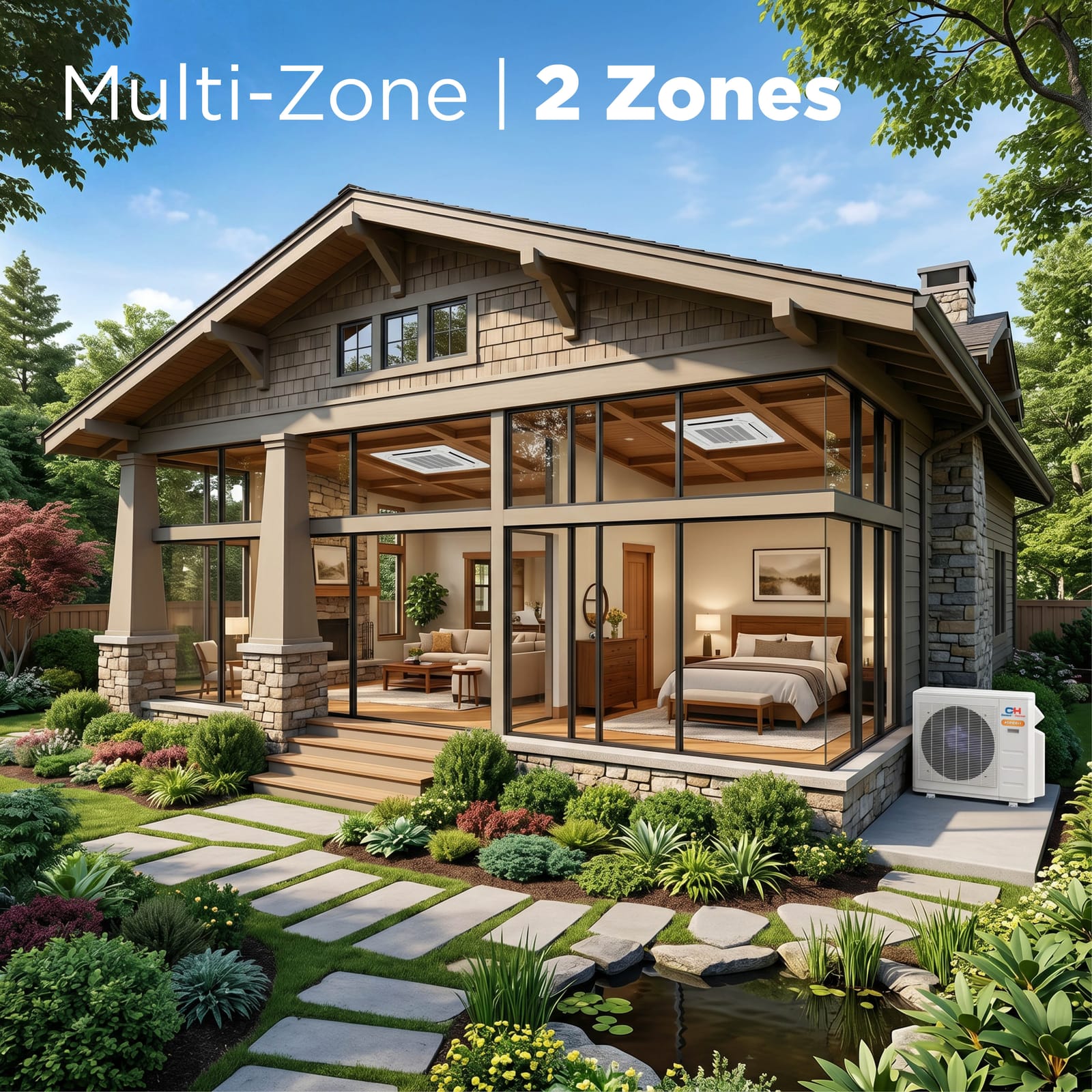 Cooper & Hunter Hyper Heat 28,000 BTU 2-Zone 9k+12k Ceiling Cassette, 230V, R454B - Ductless Mini Split Air Conditioner Heat Pump 10