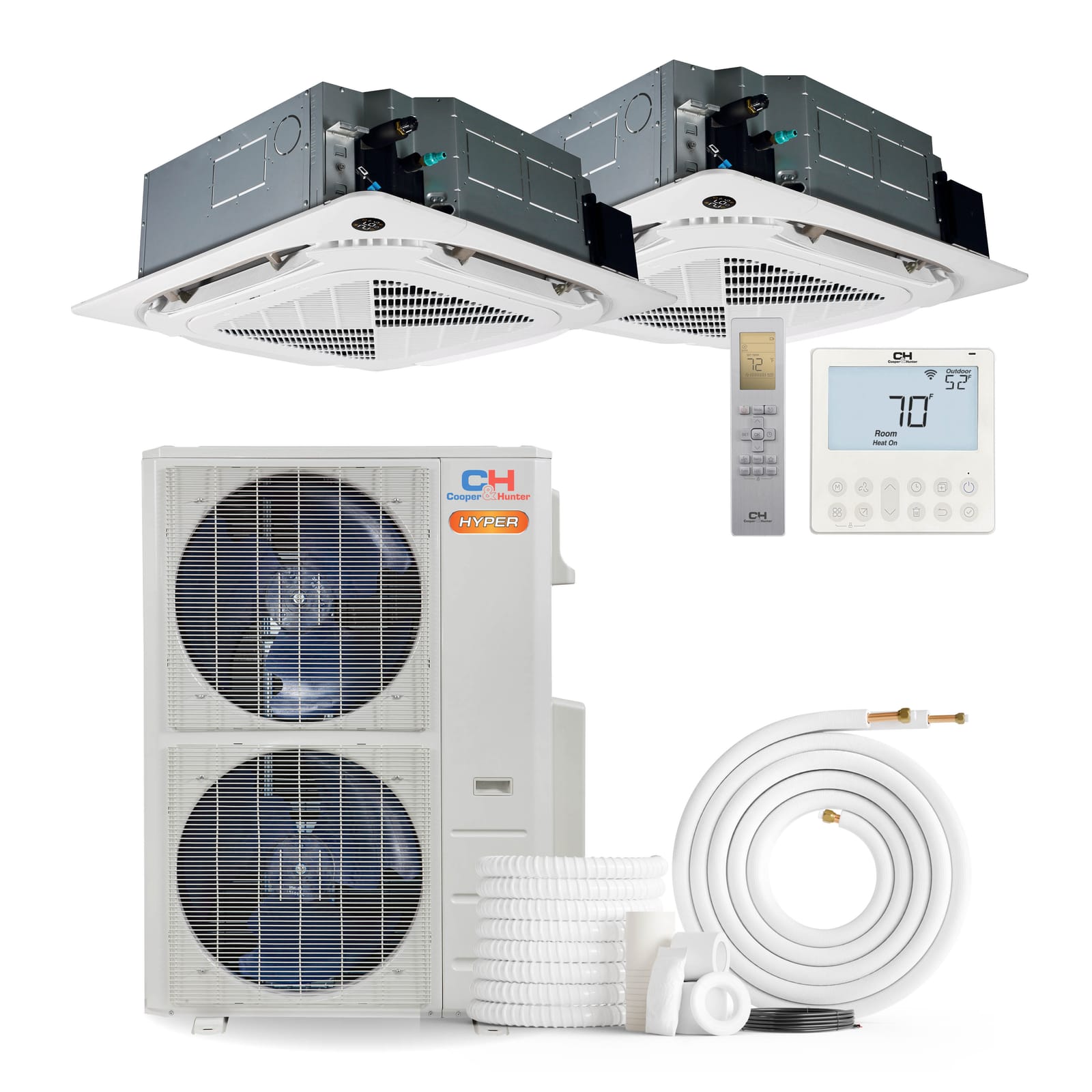 Cooper & Hunter Hyper Heat 55,000 BTU 2-Zone 18k+18k Ceiling Cassette, 230V, R454B - Ductless Mini Split Air Conditioner Heat Pump 7