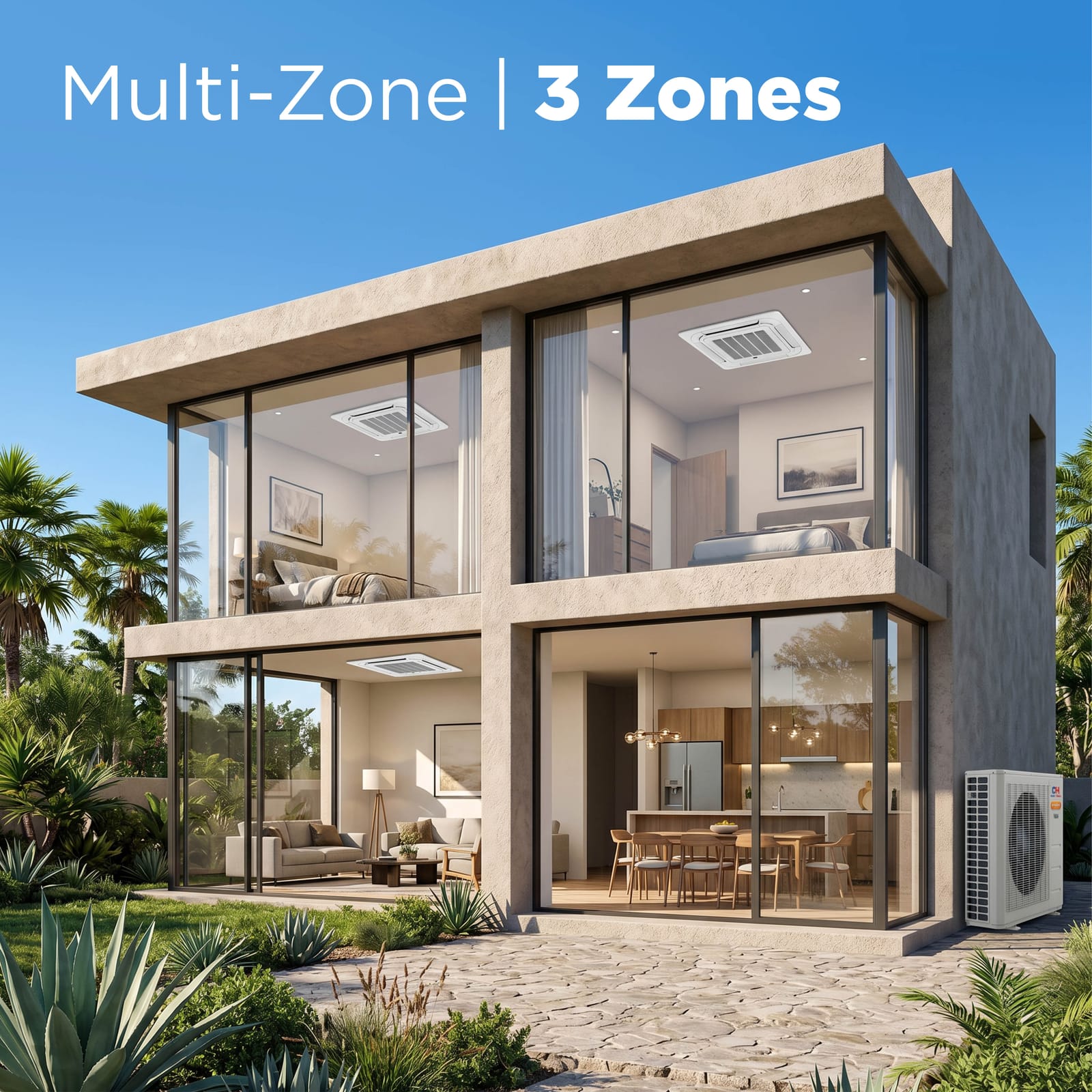 Cooper & Hunter Hyper Heat 28,000 BTU 3-Zone 9k+9k+12k Ceiling Cassette, 230V, R454B - Ductless Mini Split Air Conditioner Heat Pump 10
