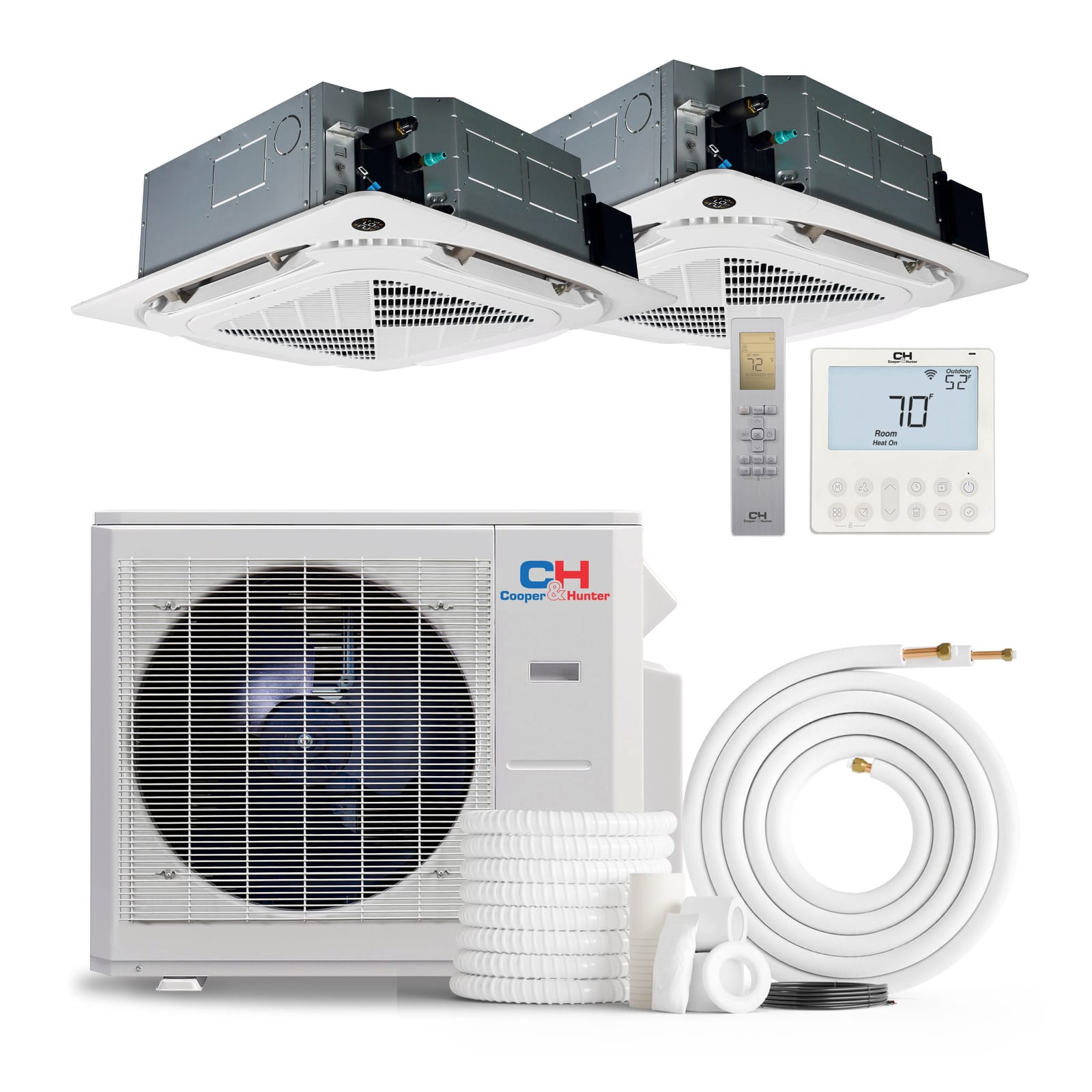 Cooper & Hunter 2 Zone 36,000 BTU OLIVIA Ductless Mini Split AC Ceiling Cassette 12k+24k