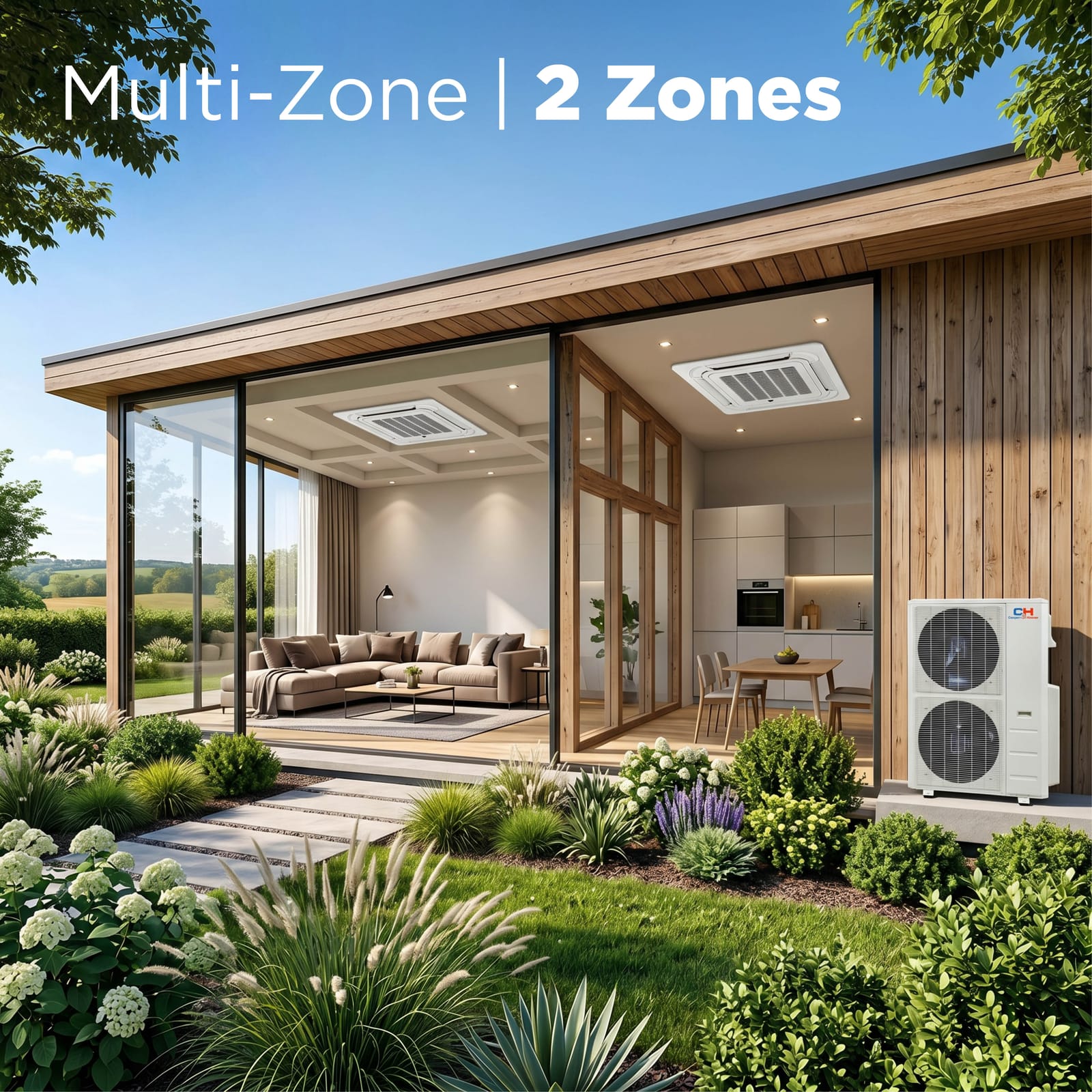 Cooper & Hunter 48,000 BTU 2-Zone 9k+18k Ceiling Cassette, 230V, R454B - Ductless Mini Split Air Conditioner Heat Pump 10