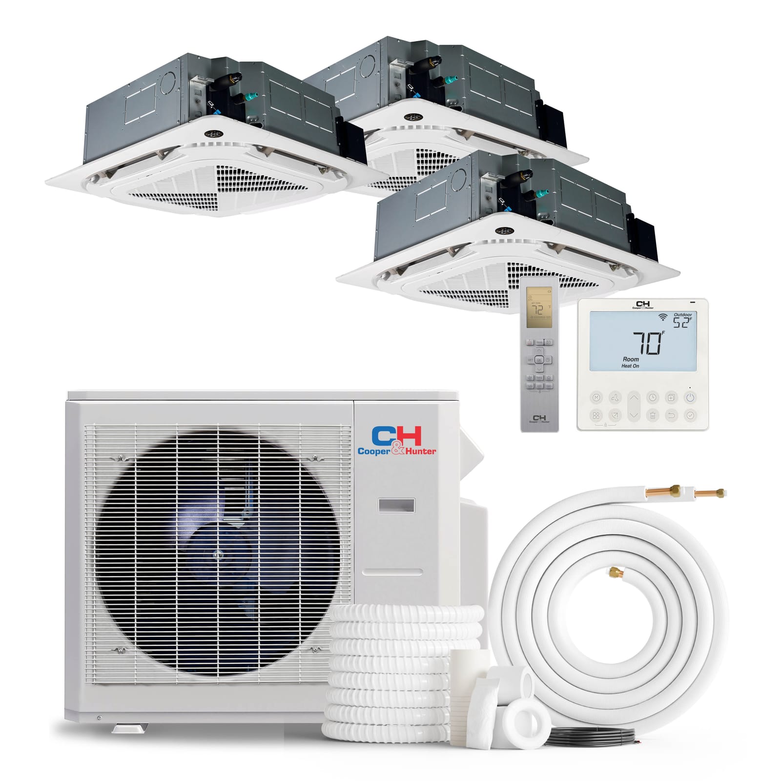 Cooper & Hunter 3 Zone 36,000 BTU OLIVIA Ductless Mini Split AC Ceiling Cassettes 9k+9k+18k 1