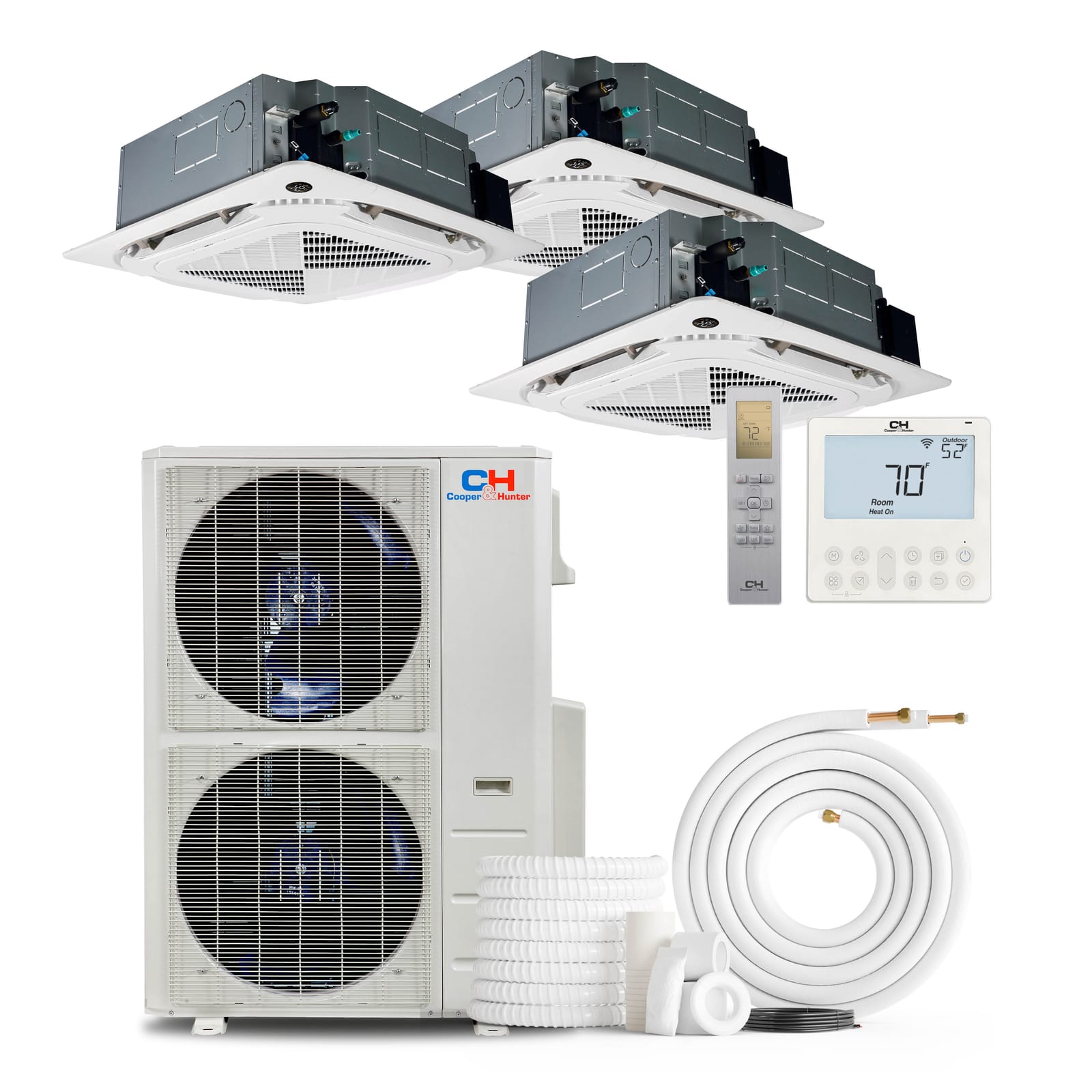 Cooper & Hunter 60,000 BTU 3-Zone 18k+18k+18k Ceiling Cassette, 230V, R454B - Ductless Mini Split Air Conditioner Heat Pump