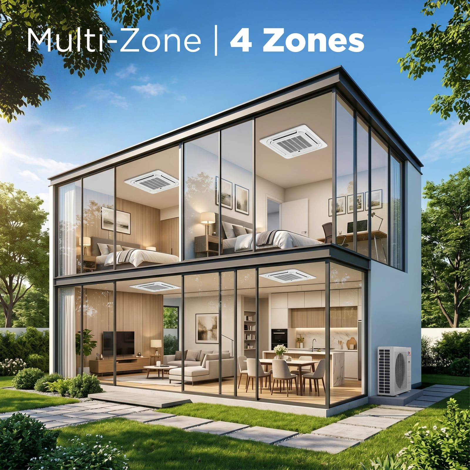 Cooper & Hunter 4 Zone 36,000 BTU OLIVIA Ductless Mini Split AC Ceiling Cassette 9k+9k+9k+9k 8