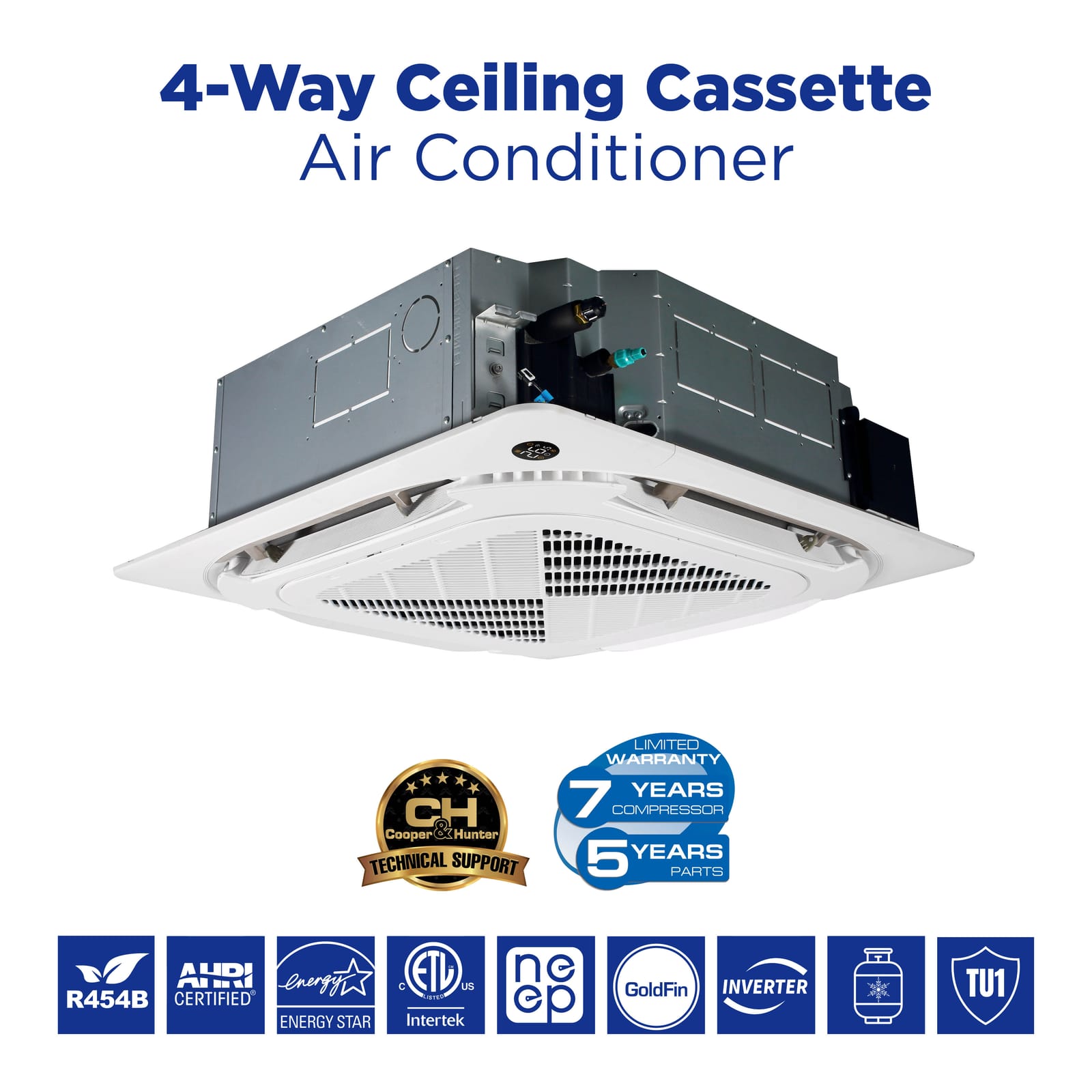 Cooper & Hunter 60,000 BTU 4-Zone 9k+9k+9k+24k Ceiling Cassette, 230V, R454B - Ductless Mini Split Air Conditioner Heat Pump 2