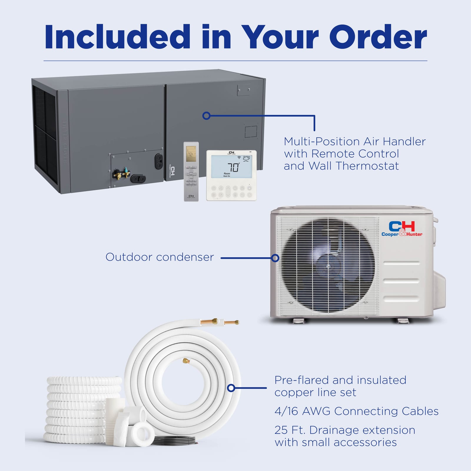 Cooper & Hunter 18,000 BTU Indoor Air Handler, 230V, R454B - Ductless Mini Split Air Conditioner Heat Pump 9