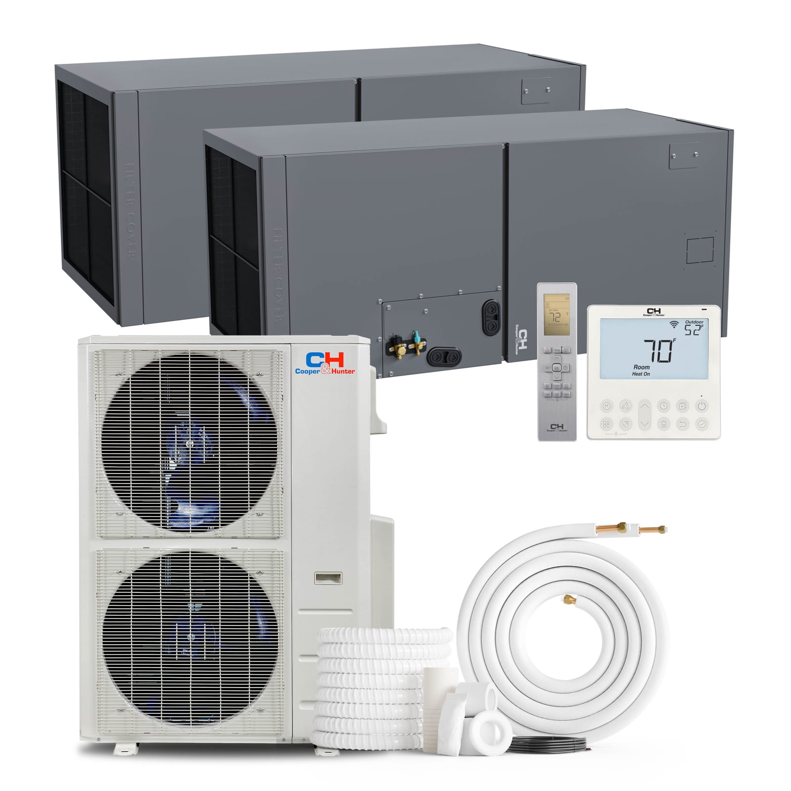 Cooper & Hunter 48,000 BTU 2-Zone 18k+24k Multi-Position Air Handler, 230V, R454B - Ducted Mini Split Air Conditioner Heat Pump