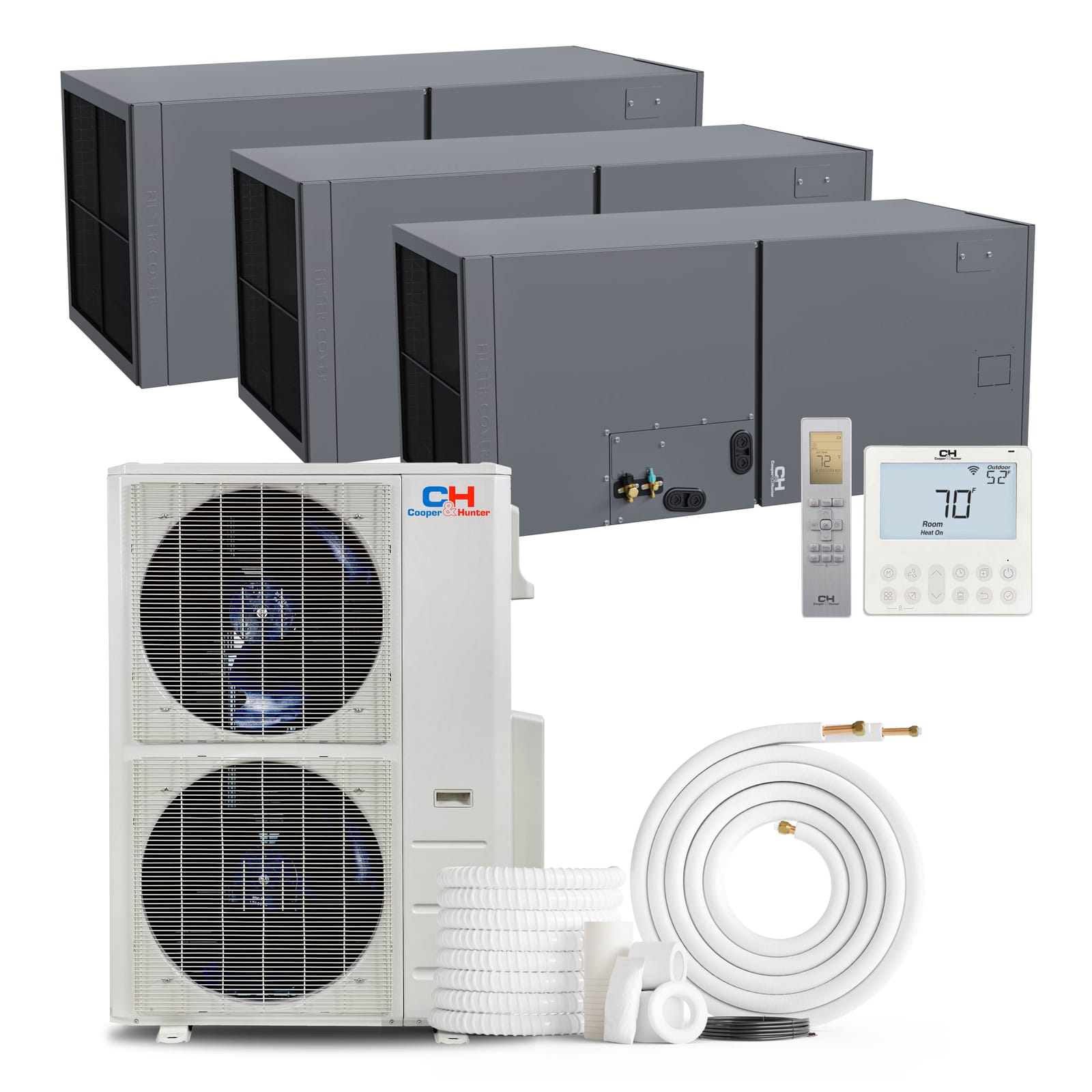 Cooper & Hunter 48,000 BTU 3-Zone 18k+18k+18k Multi-Position Air Handler, 230V, R454B - Ducted Mini Split Air Conditioner Heat Pump