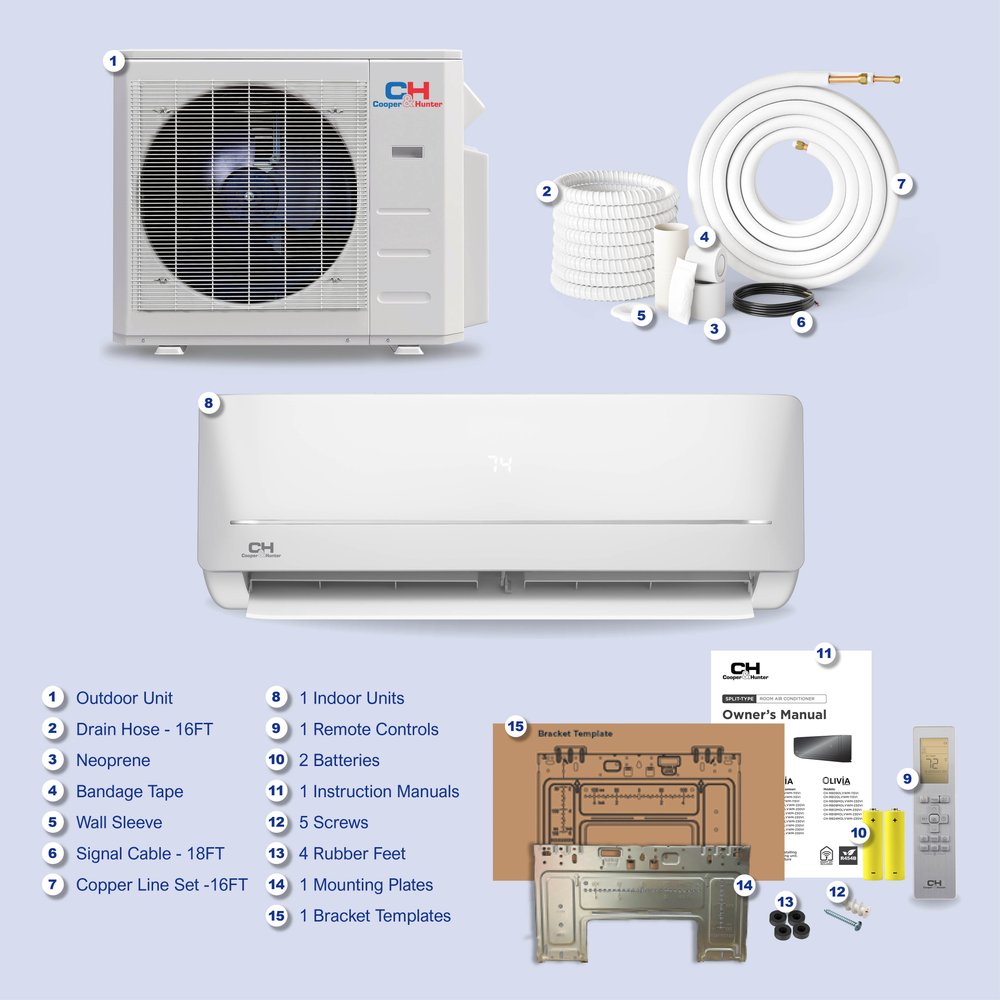 Cooper & Hunter MIA 24,000 BTU Single Zone Wall Mount, 230V, R454B - Ductless Mini Split Air Conditioner Heat Pump 9