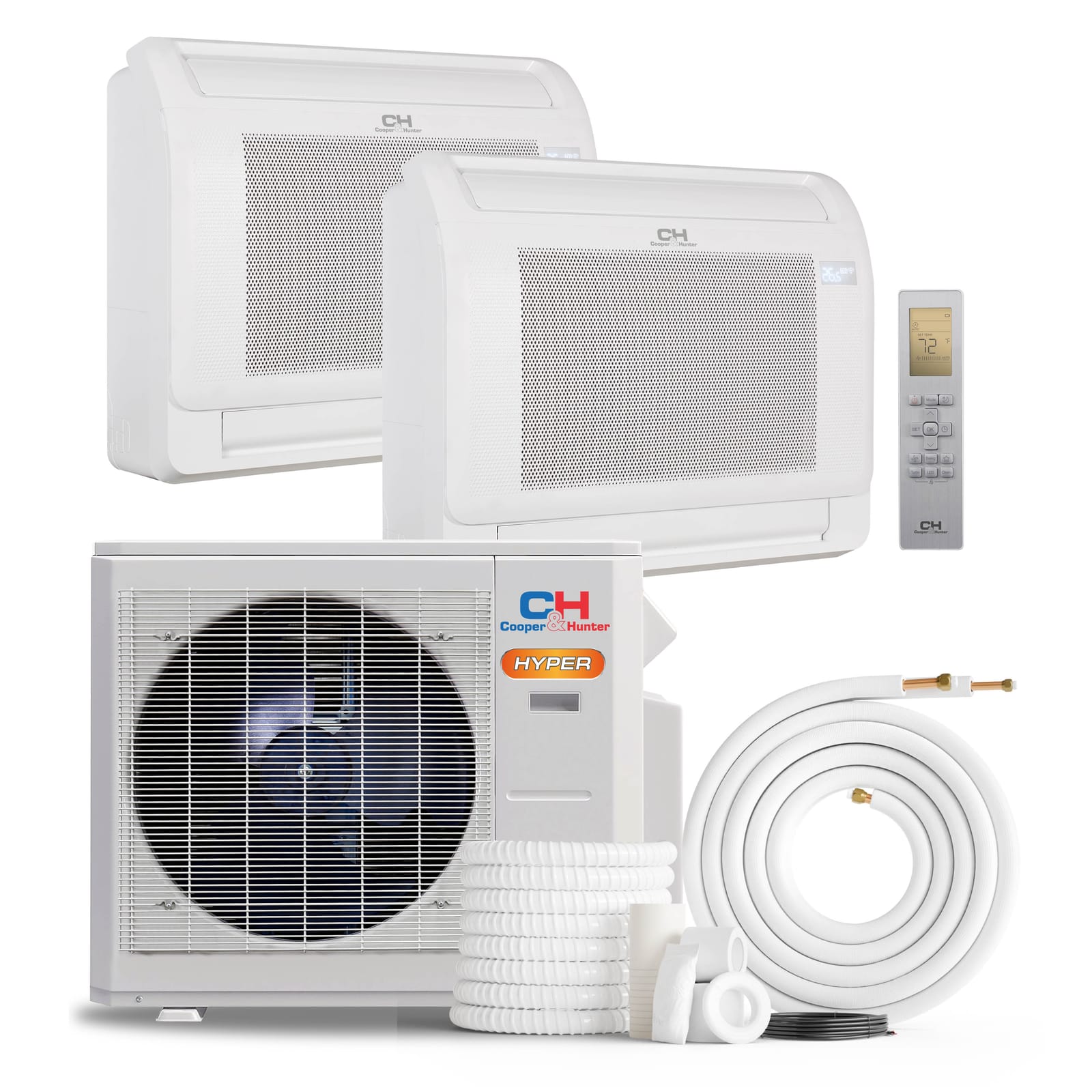 Cooper & Hunter Hyper 28,000 BTU 2-Zone 9k+9k Mini Floor Console, 230V, R454B - Ductless Mini Split Air Conditioner Heat Pump