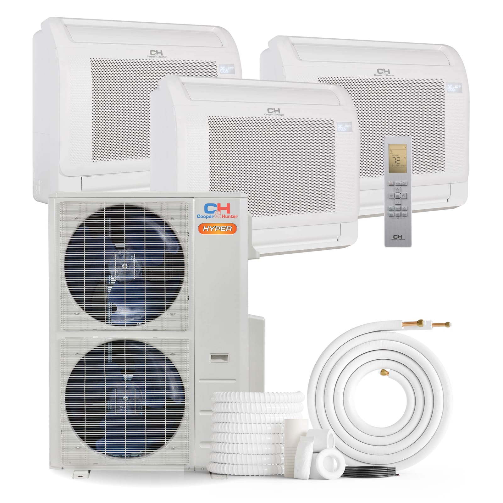 Cooper & Hunter Hyper 55,000 BTU 3-Zone 16k+16k+16k Mini Floor Console, 230V, R454B - Ductless Mini Split Air Conditioner Heat Pump 1
