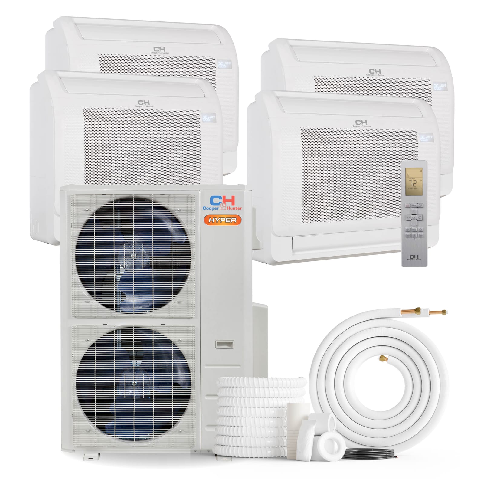 Cooper & Hunter Hyper 55,000 BTU 4-Zone 9k+16k+16k+16k Mini Floor Console, 230V, R454B - Ductless Mini Split Air Conditioner Heat Pump 1