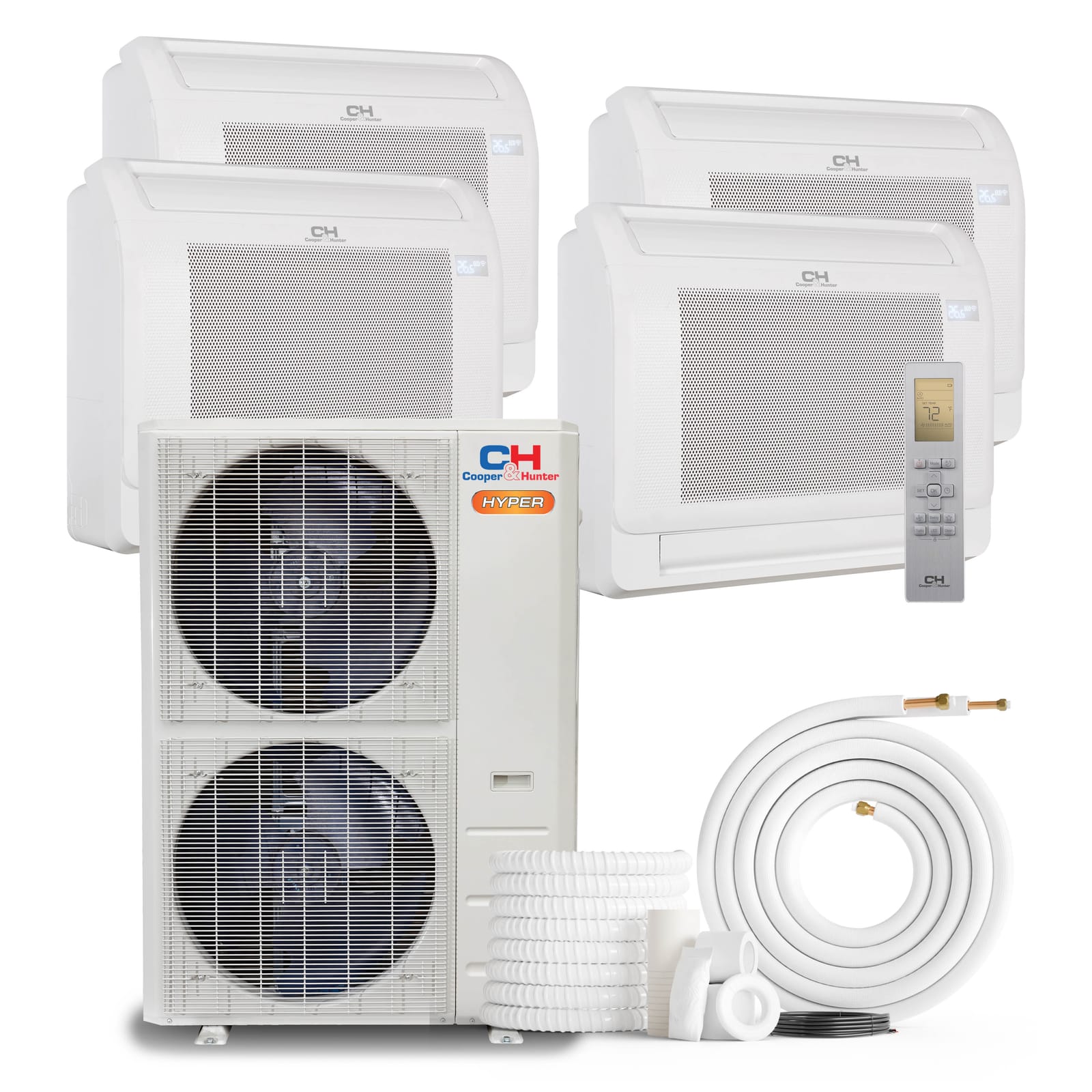 Cooper & Hunter Hyper 55,000 BTU 5-Zone 12k+12k+12k+12k+12k Mini Floor Console, 230V, R454B - Ductless Mini Split Air Conditioner Heat Pump 1