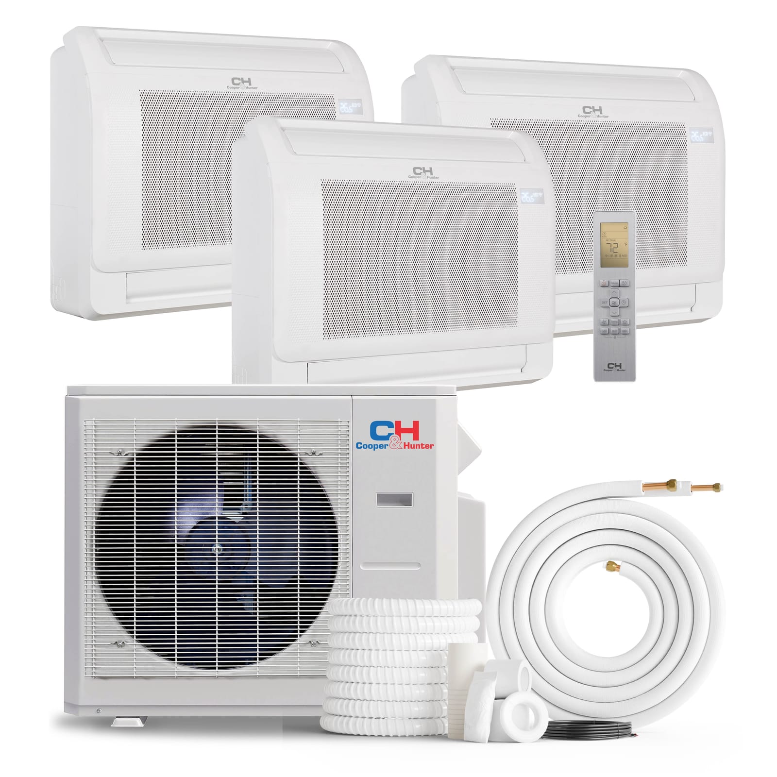 Cooper & Hunter 36,000 BTU 3-Zone 9k+9k+12k Mini Floor Console, 230V, R454B - Ductless Mini Split Air Conditioner Heat Pump