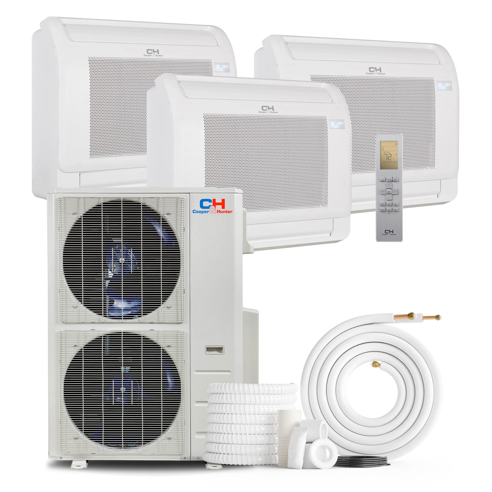 Cooper & Hunter 60,000 BTU 3-Zone 12k+12k+16k Mini Floor Console, 230V, R454B - Ductless Mini Split Air Conditioner Heat Pump