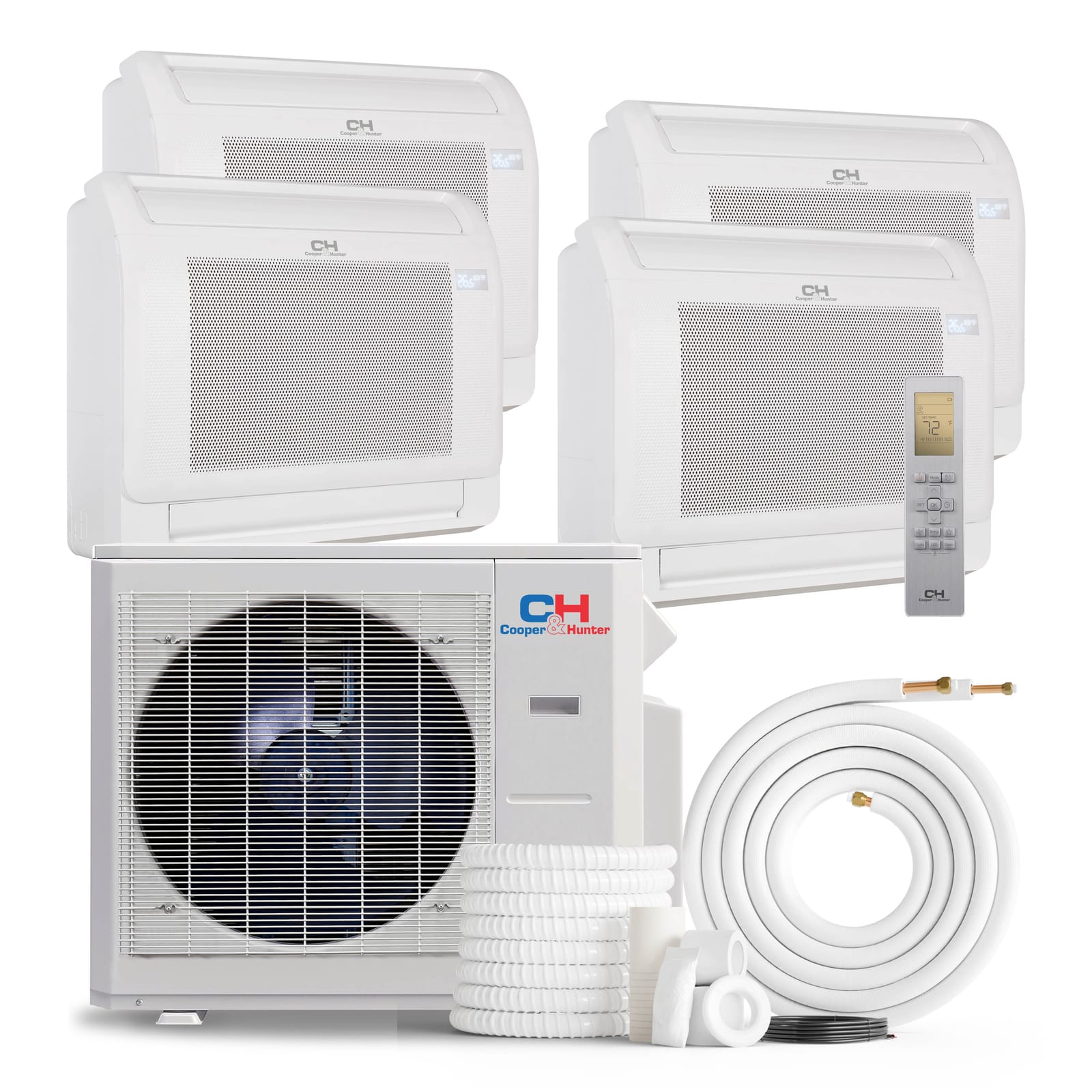 Cooper & Hunter 36,000 BTU 4-Zone 9k+9k+9k+12k Mini Floor Console, 230V, R454B - Ductless Mini Split Air Conditioner Heat Pump