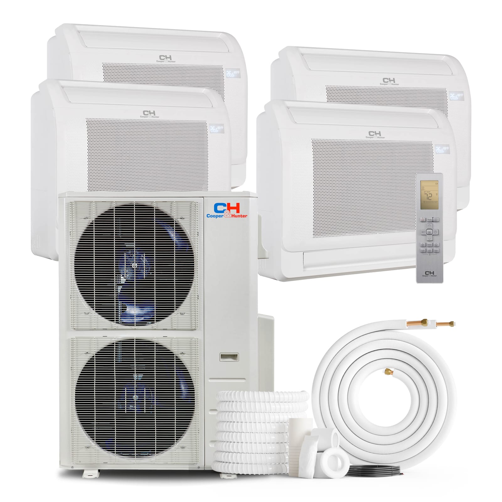 Cooper & Hunter 60,000 BTU 4-Zone 12k+12k+12k+12k Mini Floor Console, 230V, R454B - Ductless Mini Split Air Conditioner Heat Pump
