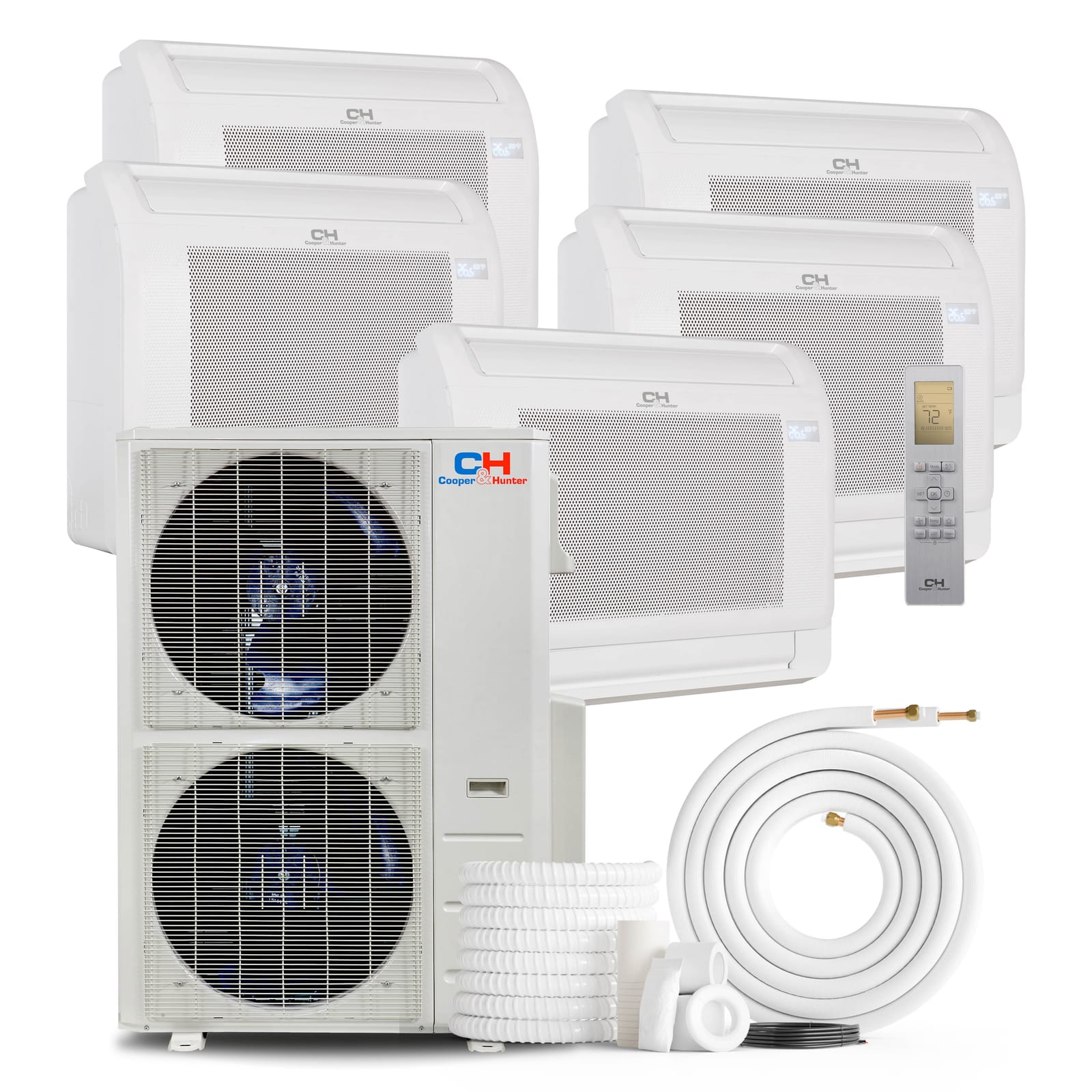 Cooper & Hunter 60,000 BTU 5-Zone 9k+9k+9k+16k+16k Mini Floor Console, 230V, R454B - Ductless Mini Split Air Conditioner Heat Pump 1