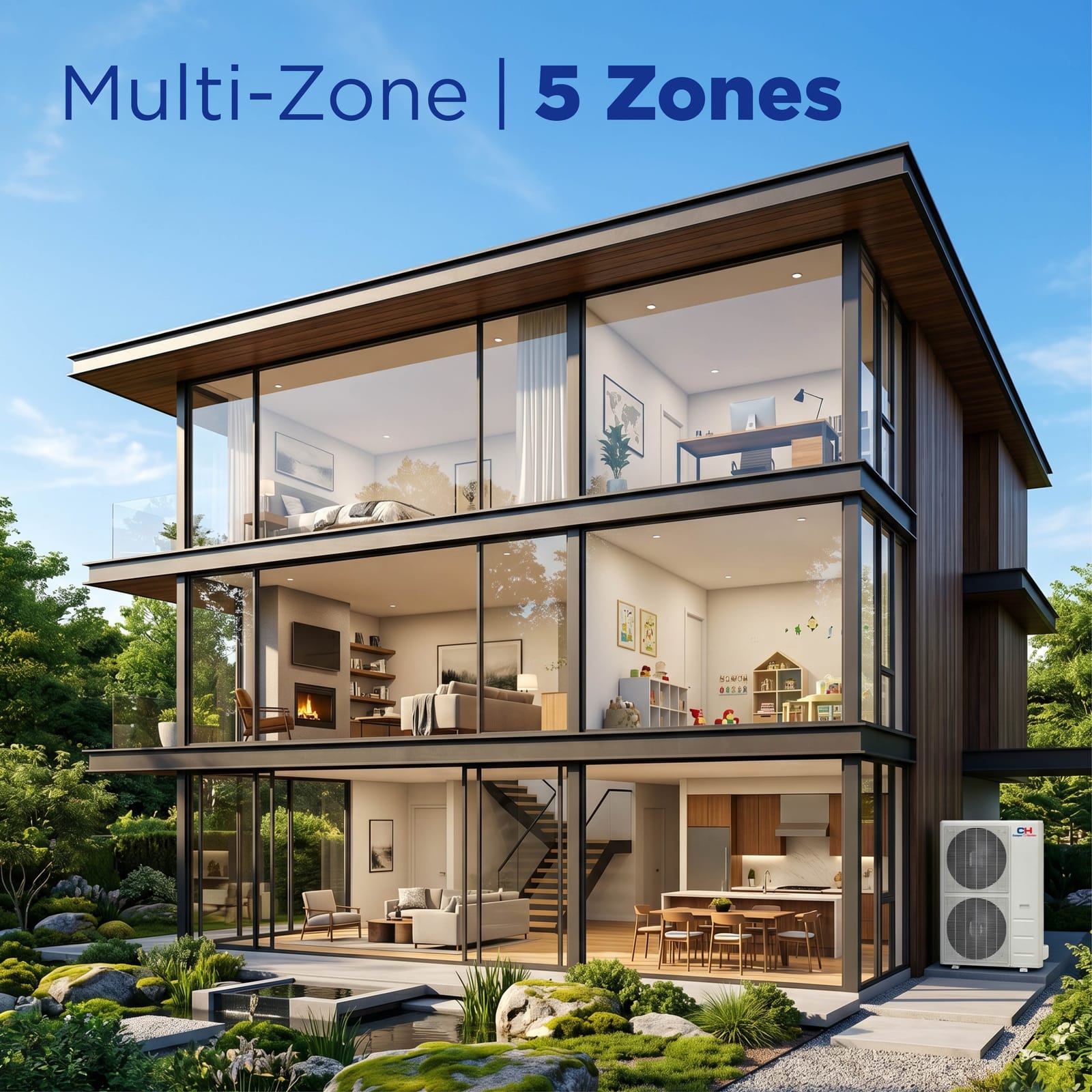 Cooper & Hunter 48,000 BTU 5-Zone 9k+9k+9k+9k+16k Mini Floor Console, 230V, R454B - Ductless Mini Split Air Conditioner Heat Pump 10