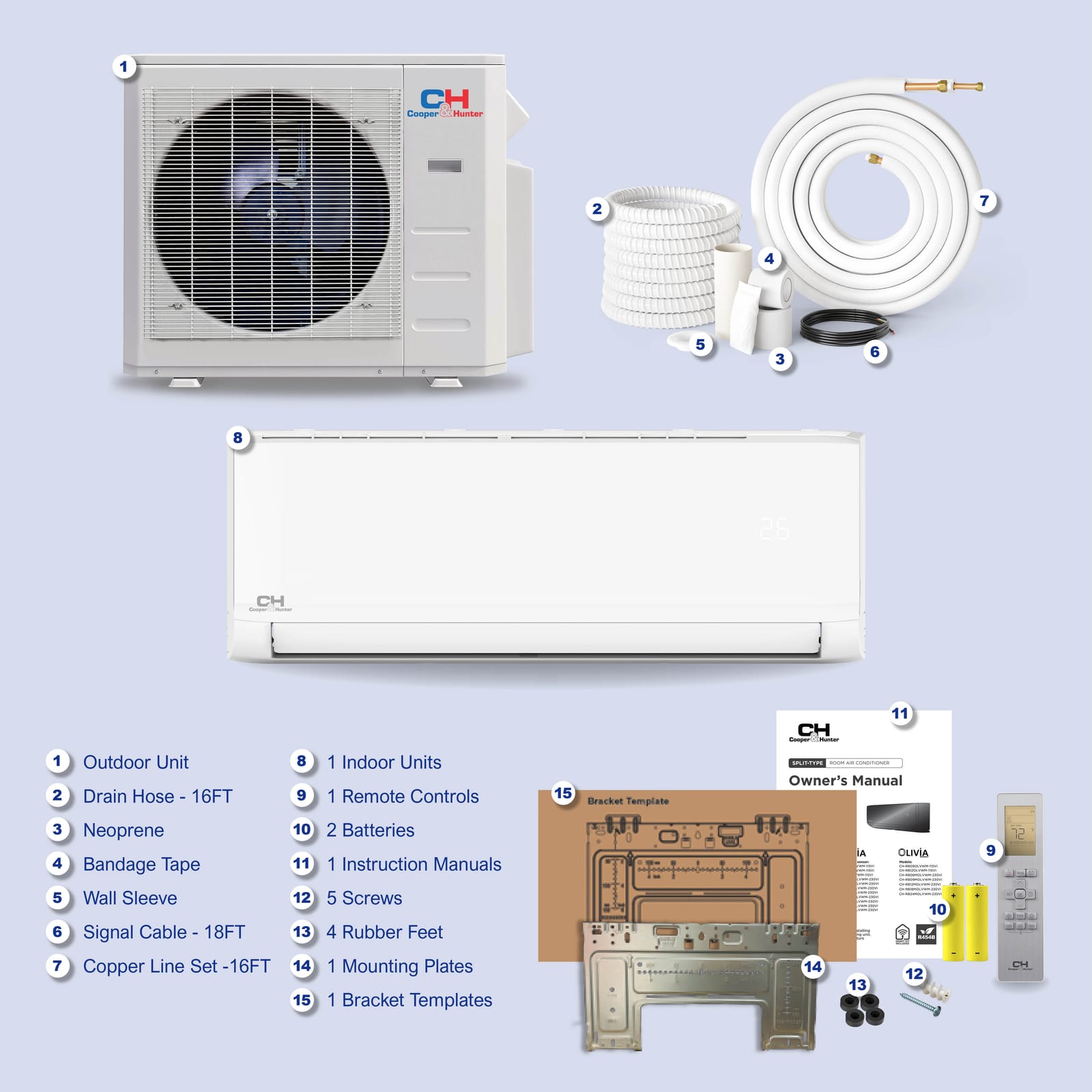 Cooper & Hunter Olivia 30,000 BTU Single Zone Wall Mount, 230V, R410A - Ductless Mini Split Air Conditioner Heat Pump 9