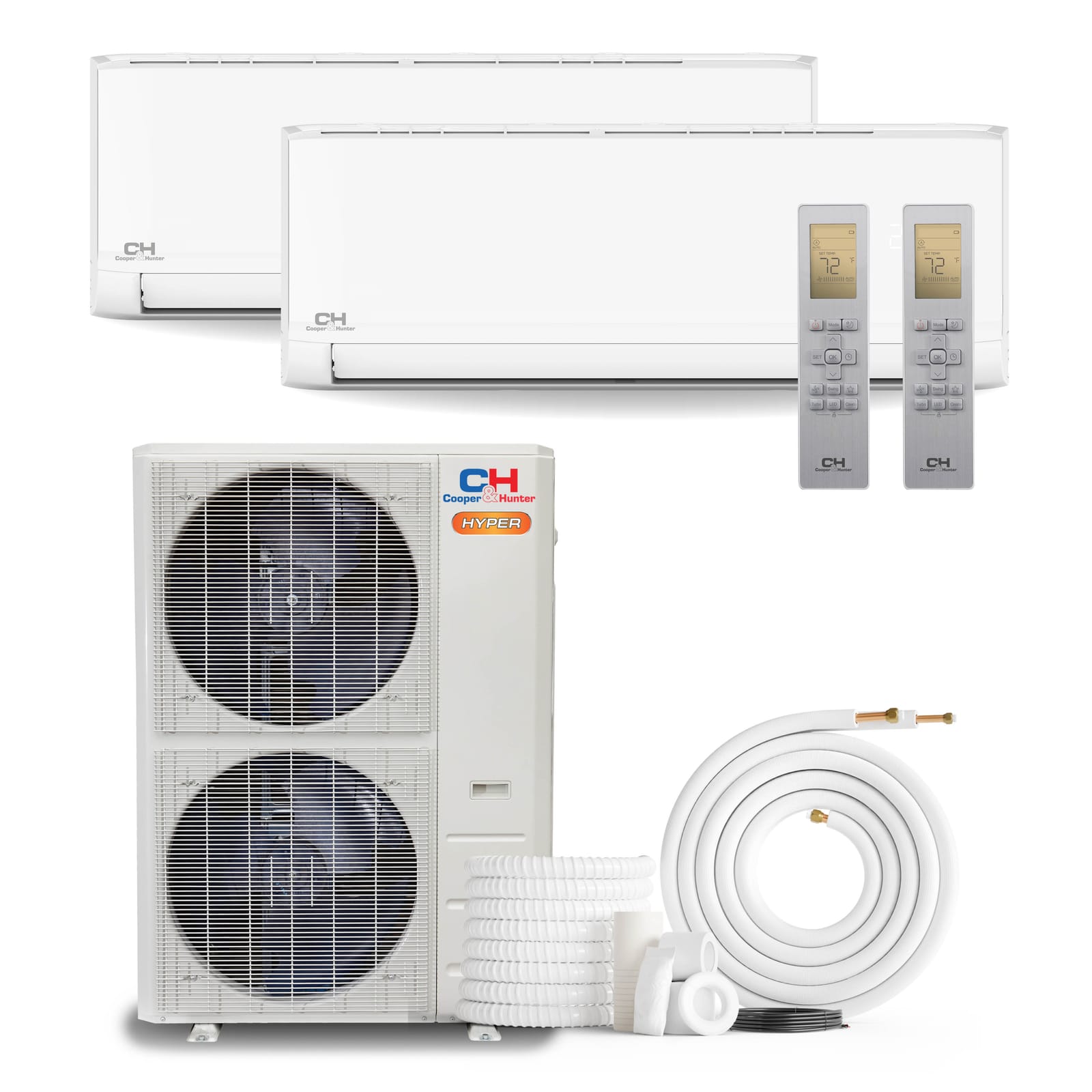 Cooper & Hunter Olivia Hyper 55,000 BTU 2-Zone 9k+24k Wall Mount, 230V, R454B - Ductless Mini Split AC Heat Pump