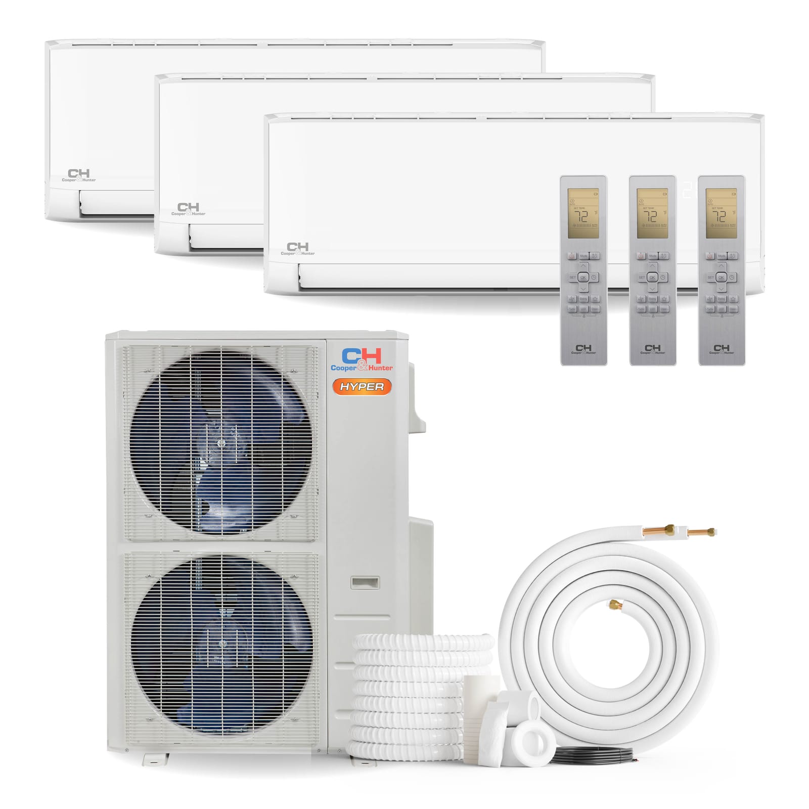 Cooper & Hunter Olivia Hyper 48,000 BTU 3-Zone 9k+9k+36k Wall Mount, 230V, R454B - Ductless Mini Split AC Heat Pump 1