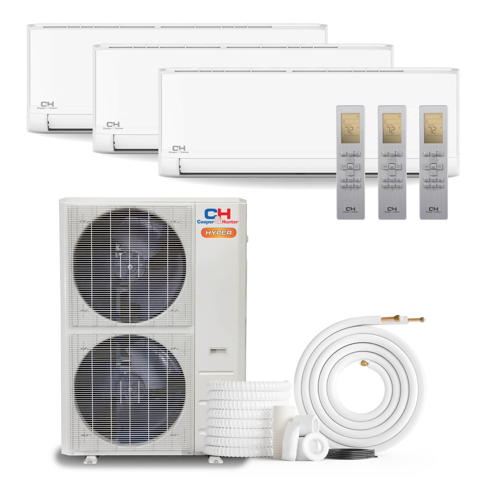 Cooper & Hunter Olivia Hyper 55,000 BTU 3-Zone 6k+9k+36k Wall Mount, 230V, R454B - Ductless Mini Split AC Heat Pump 1