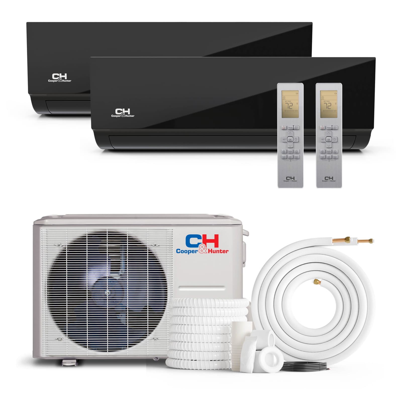Cooper & Hunter Hyper Olivia Midnight 19,000 BTU 2-Zone 9k+12k Wall Mount, 230V, R454B - Ductless Mini Split Air Conditioner Heat Pump